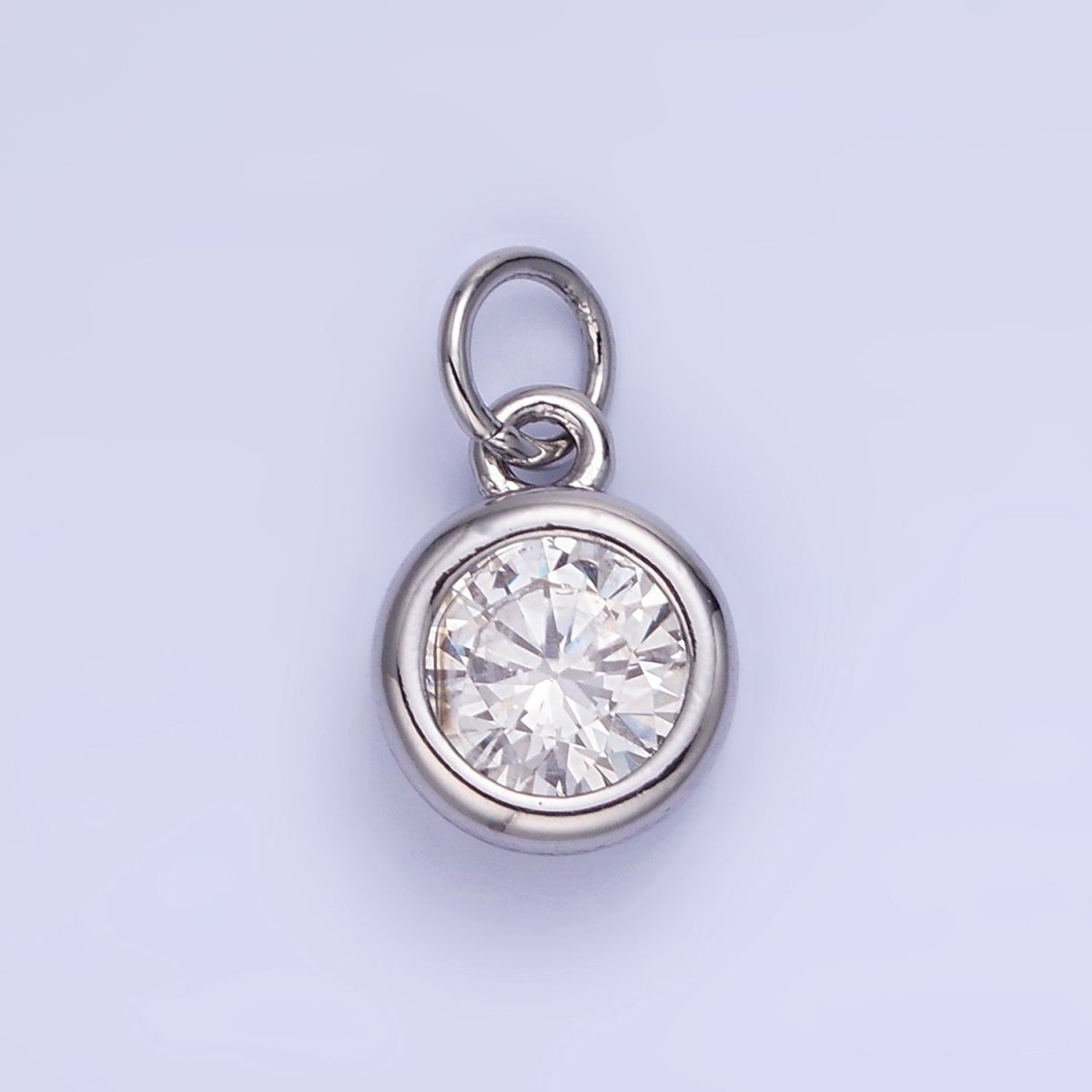 14K Gold Filled Birthstone Round CZ Bezel Charm in Gold & Silver | AG796 - AG811