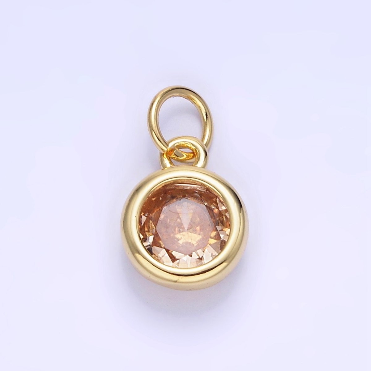 14K Gold Filled Birthstone Round CZ Bezel Charm in Gold & Silver | AG796 - AG811
