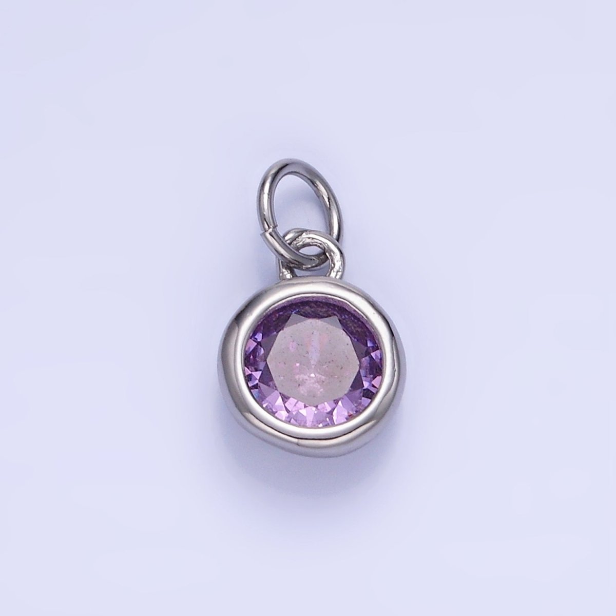 14K Gold Filled Birthstone Round CZ Bezel Charm in Gold & Silver | AG796 - AG811