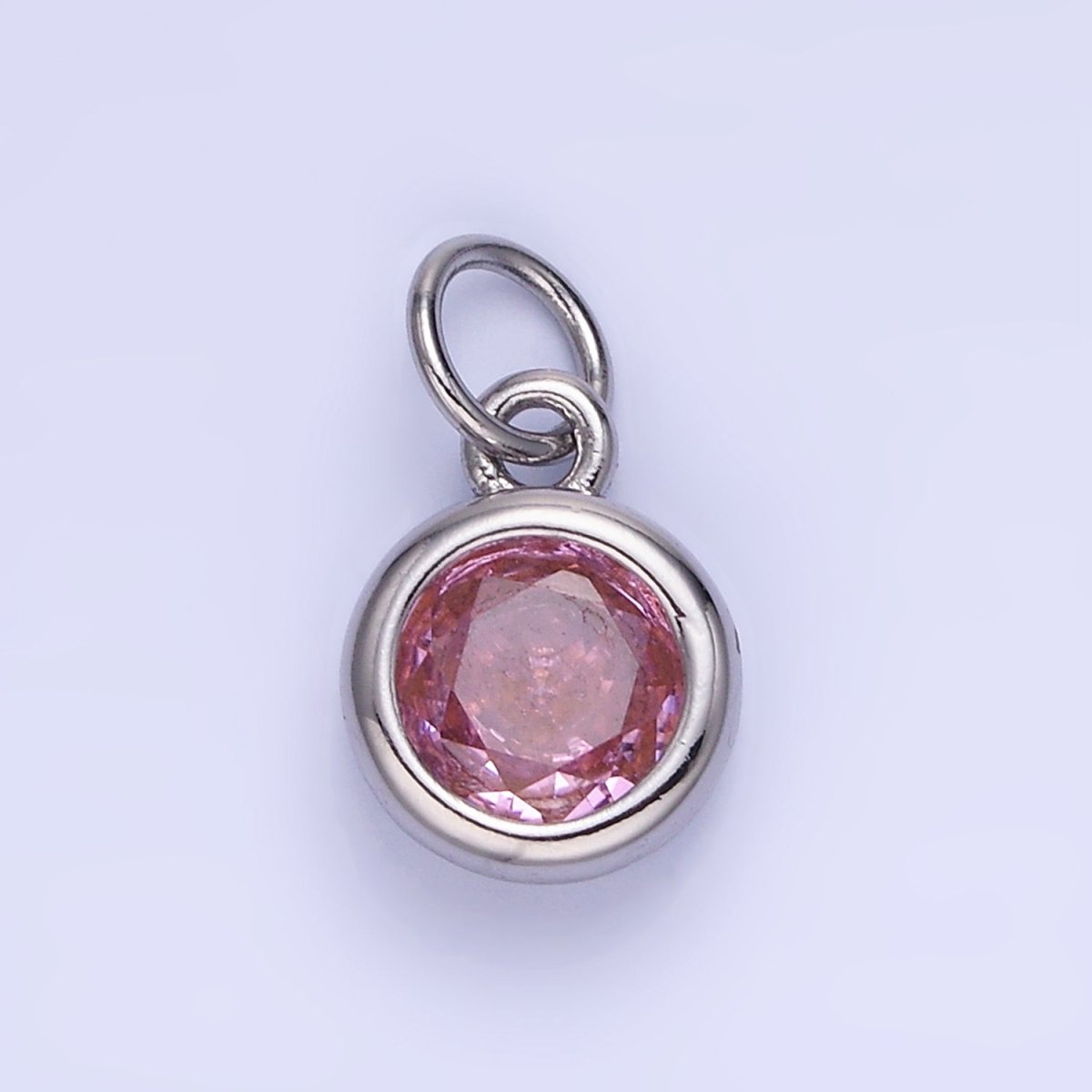 14K Gold Filled Birthstone Round CZ Bezel Charm in Gold & Silver | AG796 - AG811