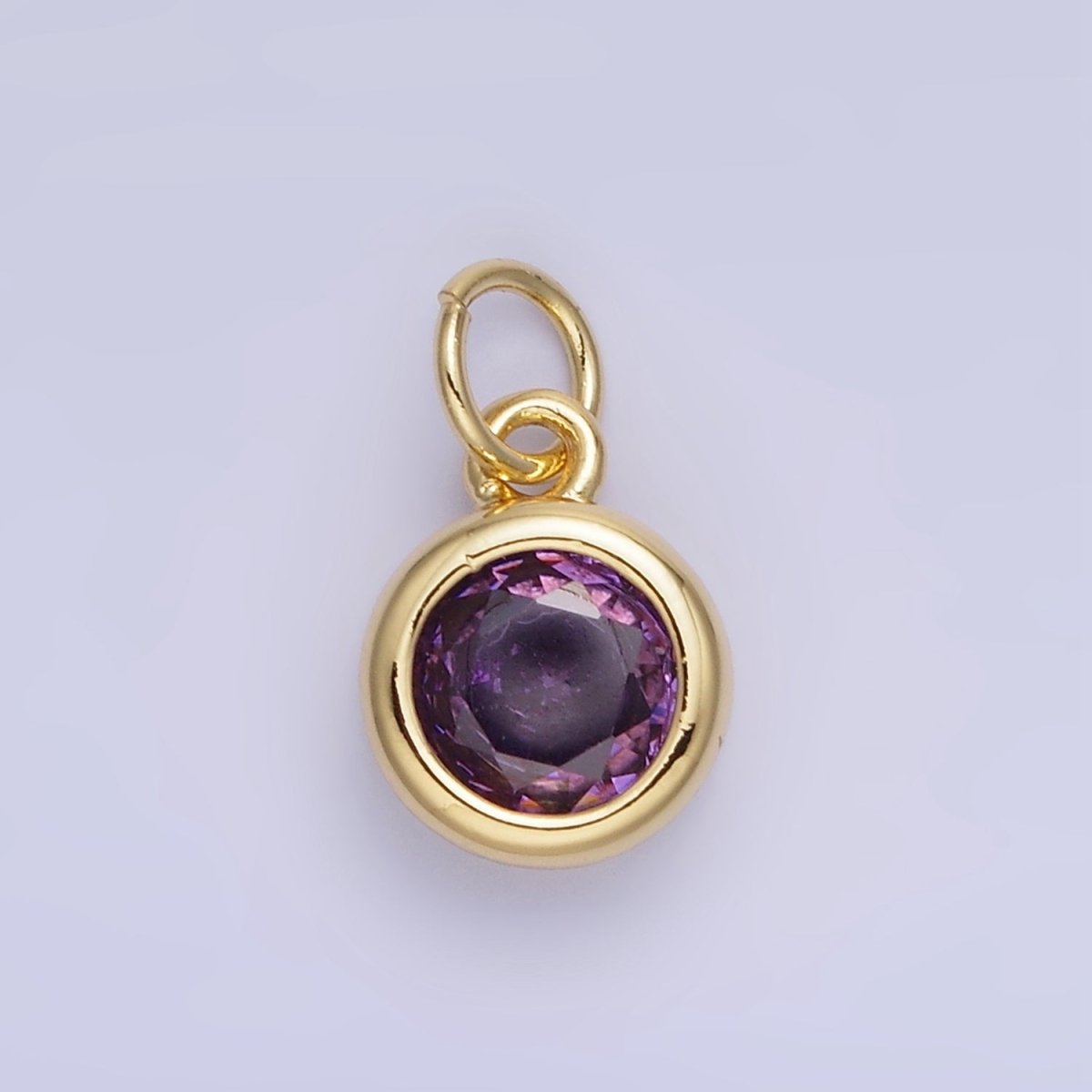 14K Gold Filled Birthstone Round CZ Bezel Charm in Gold & Silver | AG796 - AG811