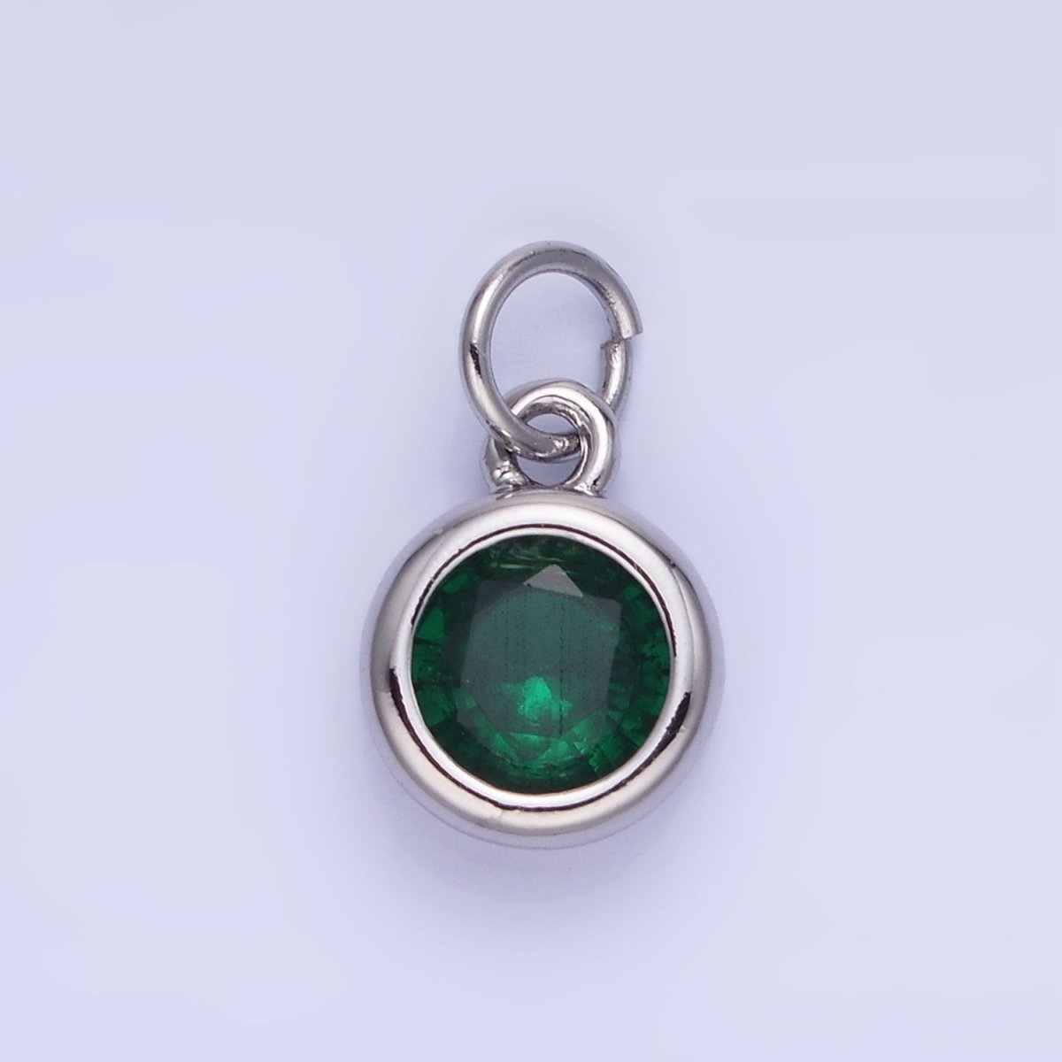 14K Gold Filled Birthstone Round CZ Bezel Charm in Gold & Silver | AG796 - AG811