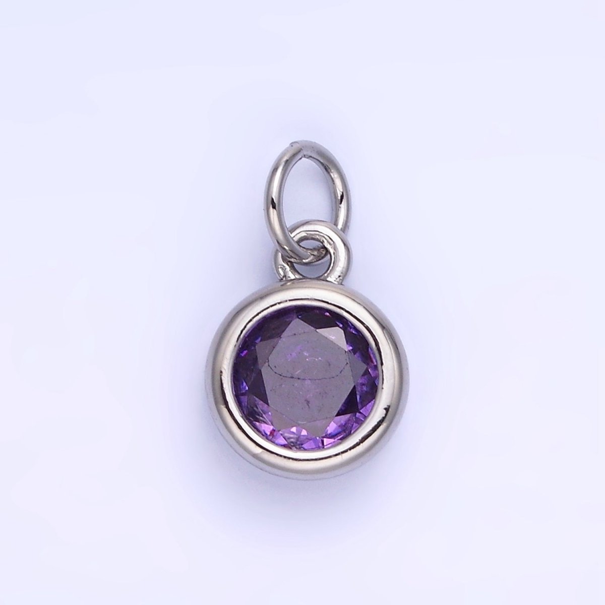 14K Gold Filled Birthstone Round CZ Bezel Charm in Gold & Silver | AG796 - AG811