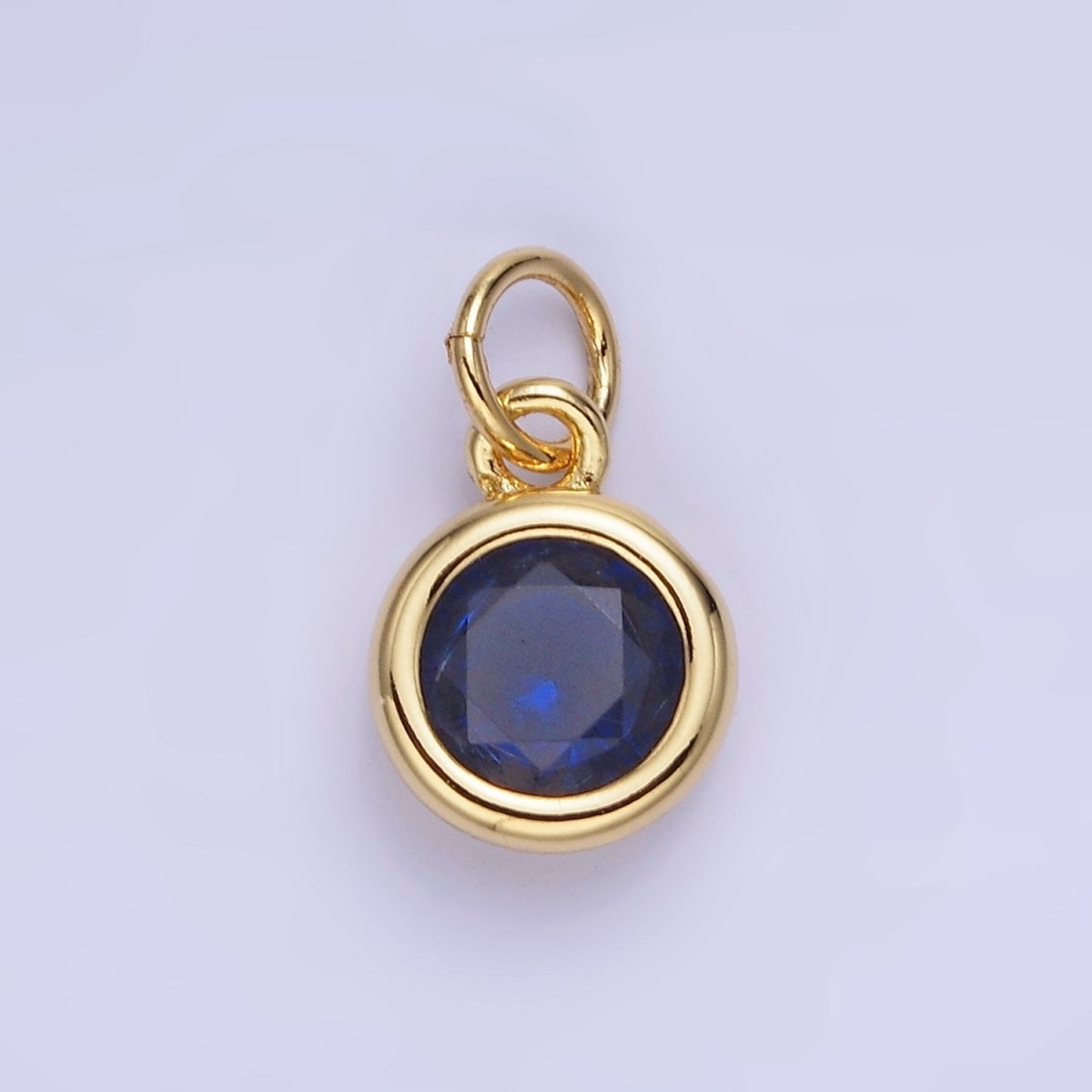 14K Gold Filled Birthstone Round CZ Bezel Charm in Gold & Silver | AG796 - AG811