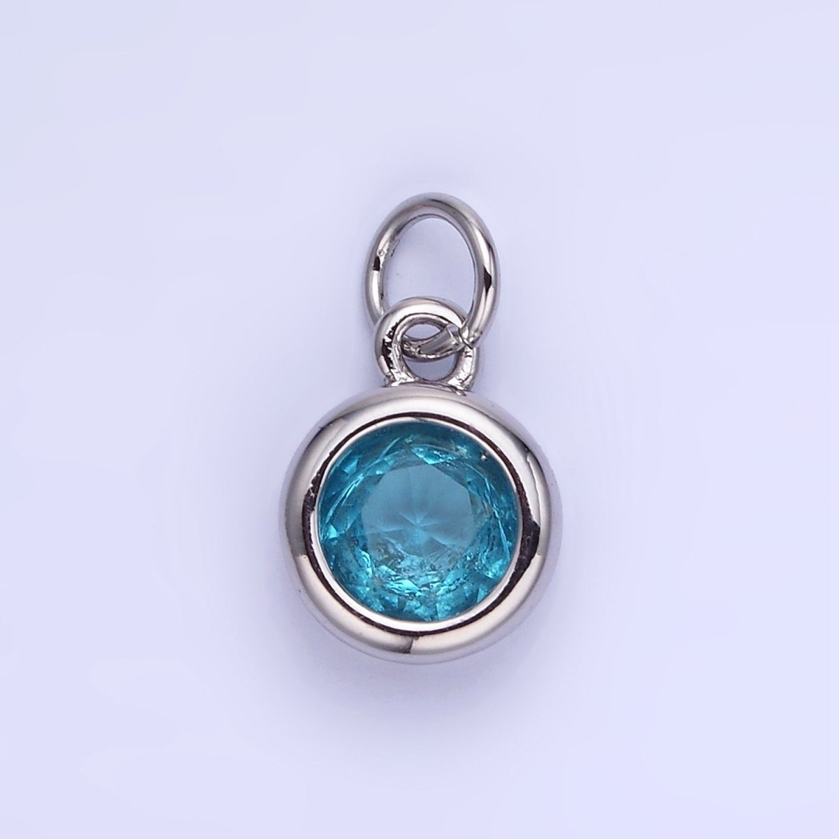 14K Gold Filled Birthstone Round CZ Bezel Charm in Gold & Silver | AG796 - AG811