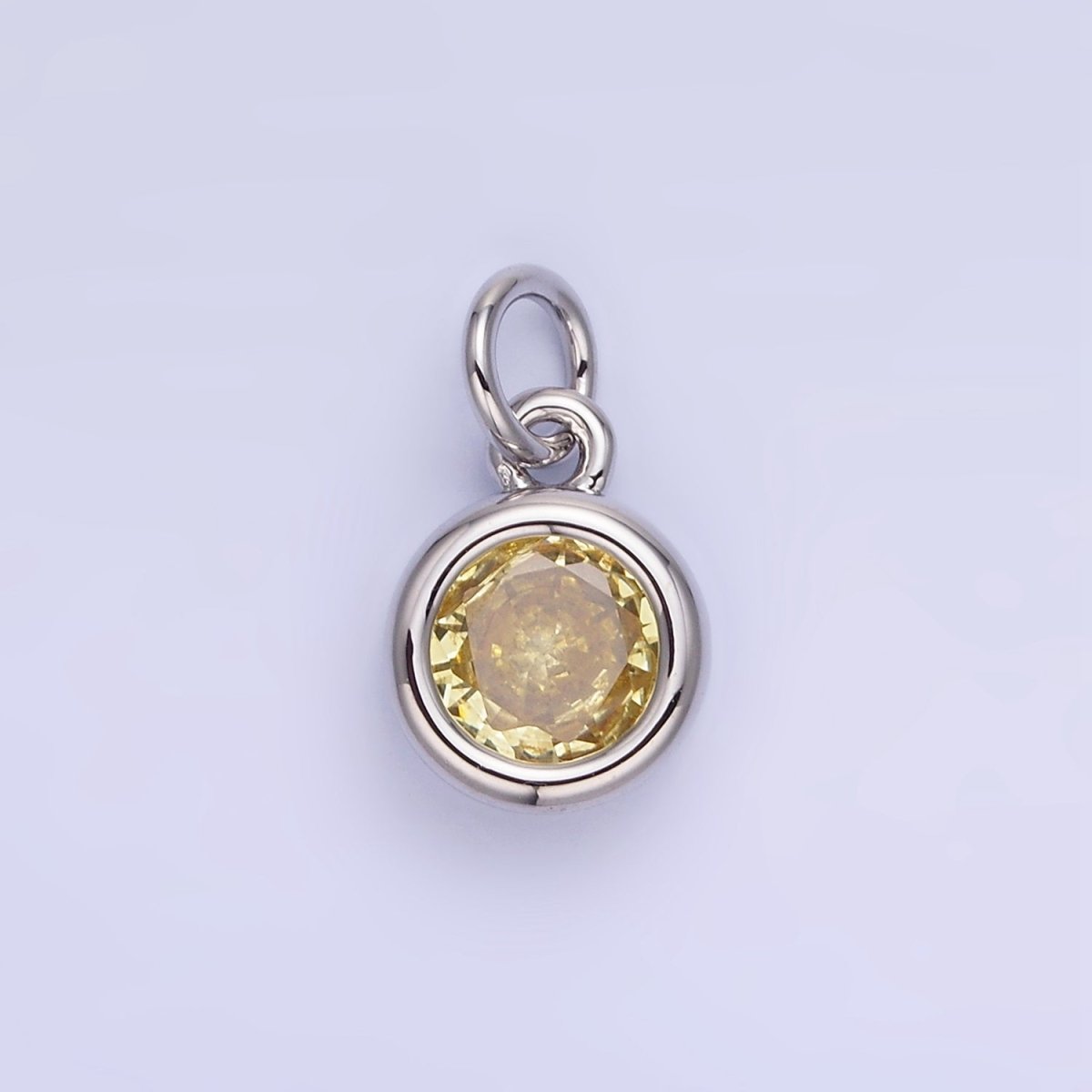 14K Gold Filled Birthstone Round CZ Bezel Charm in Gold & Silver | AG796 - AG811