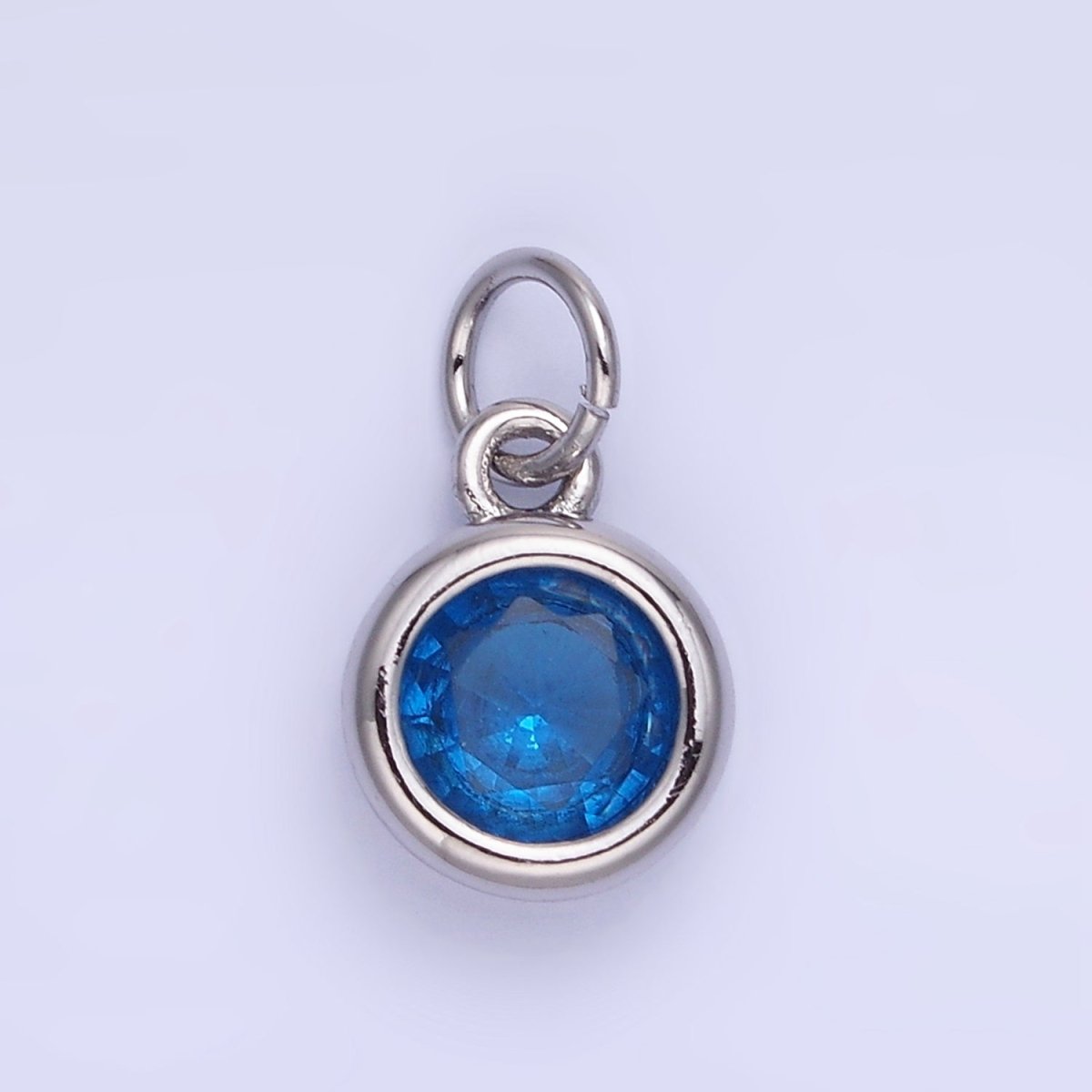 14K Gold Filled Birthstone Round CZ Bezel Charm in Gold & Silver | AG796 - AG811