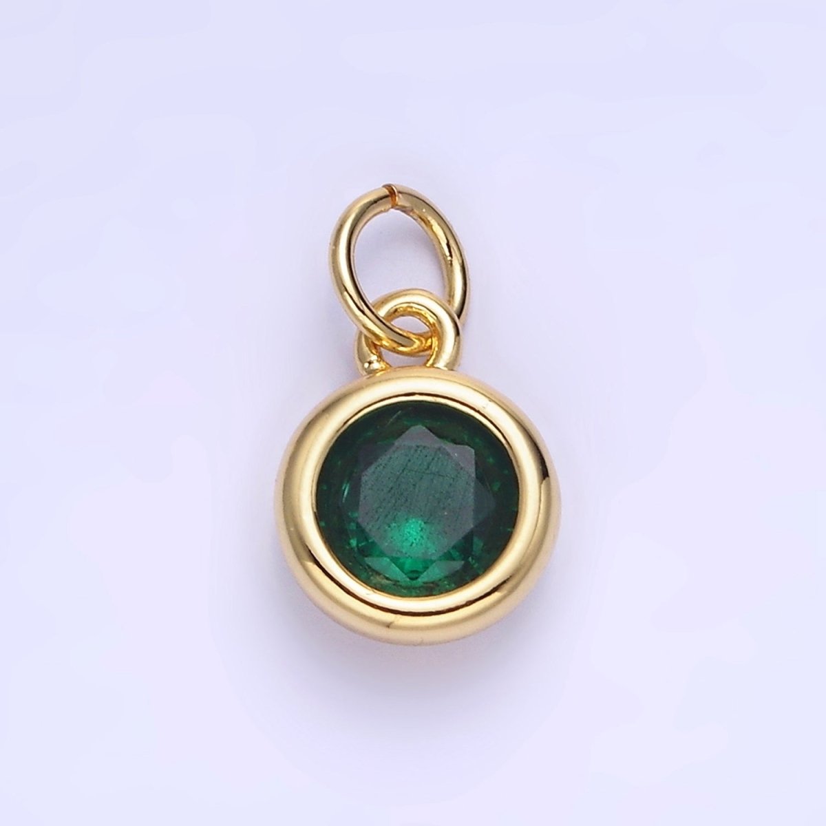 14K Gold Filled Birthstone Round CZ Bezel Charm in Gold & Silver | AG796 - AG811
