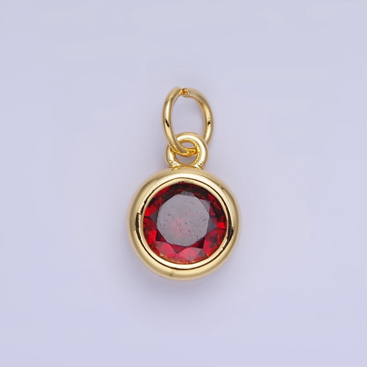 14K Gold Filled Birthstone Round CZ Bezel Charm in Gold & Silver | AG796 - AG811