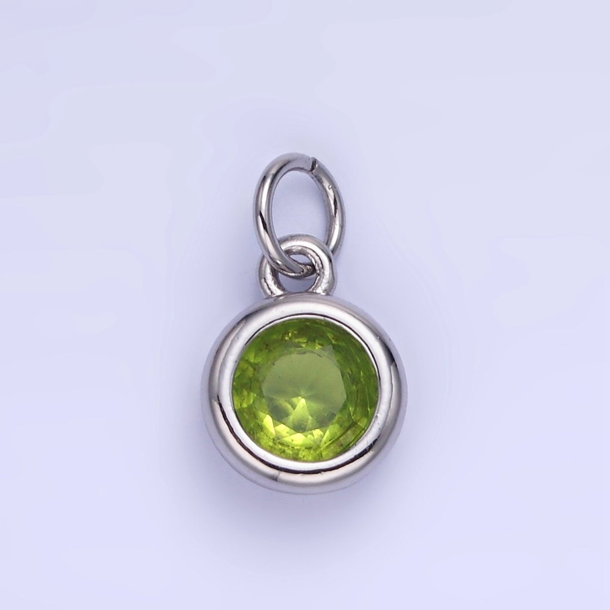 14K Gold Filled Birthstone Round CZ Bezel Charm in Gold & Silver | AG796 - AG811