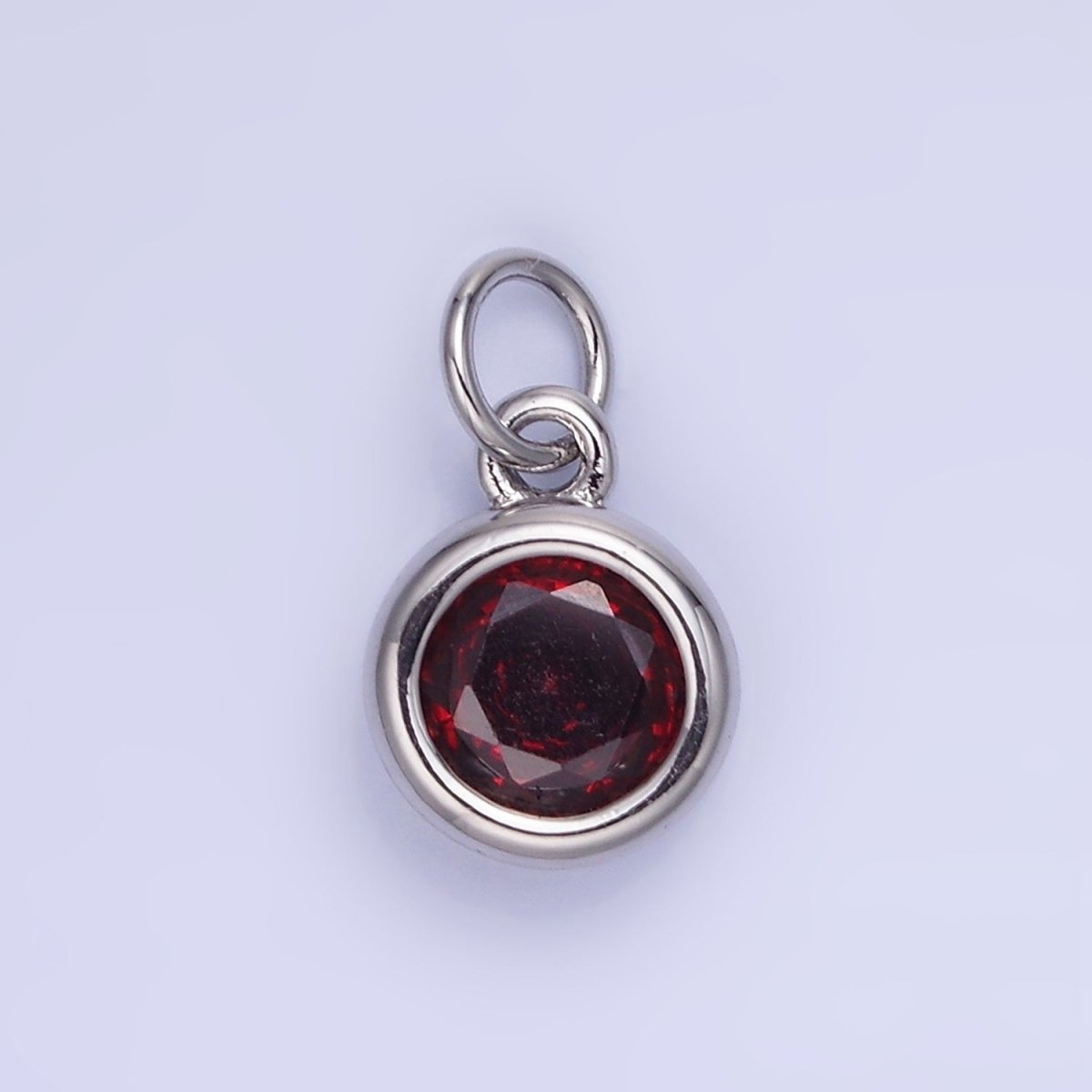14K Gold Filled Birthstone Round CZ Bezel Charm in Gold & Silver | AG796 - AG811