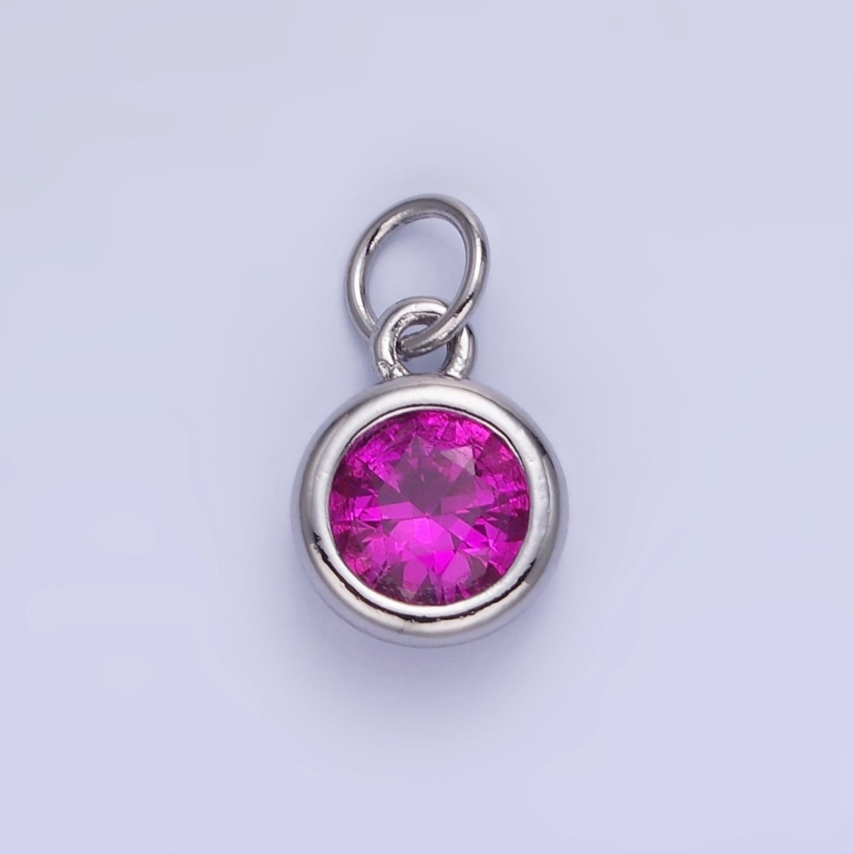 14K Gold Filled Birthstone Round CZ Bezel Charm in Gold & Silver | AG796 - AG811