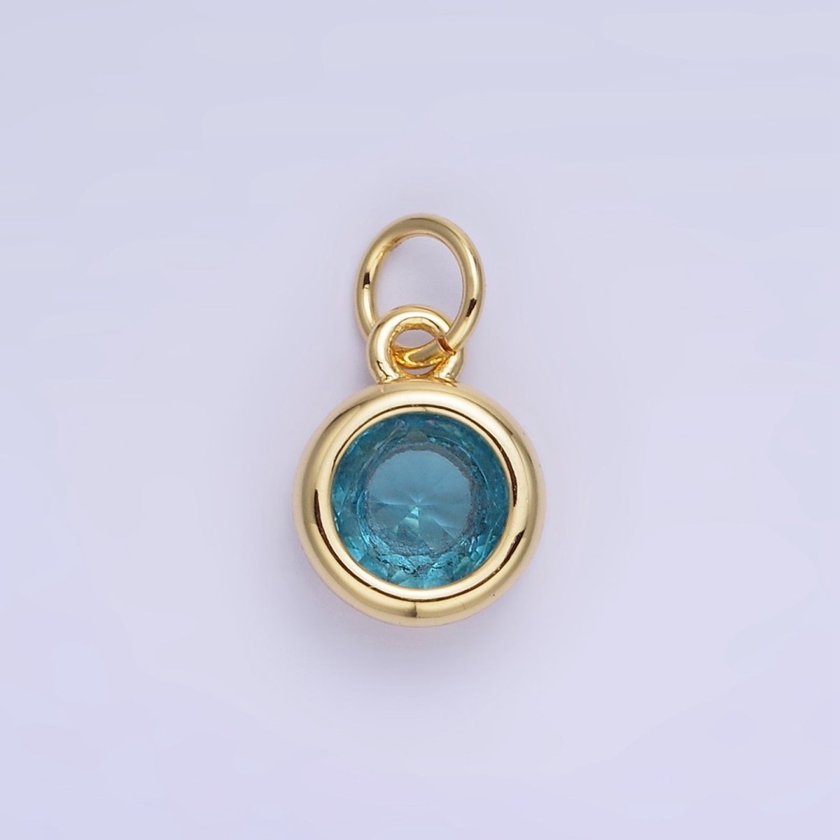 14K Gold Filled Birthstone Round CZ Bezel Charm in Gold & Silver | AG796 - AG811