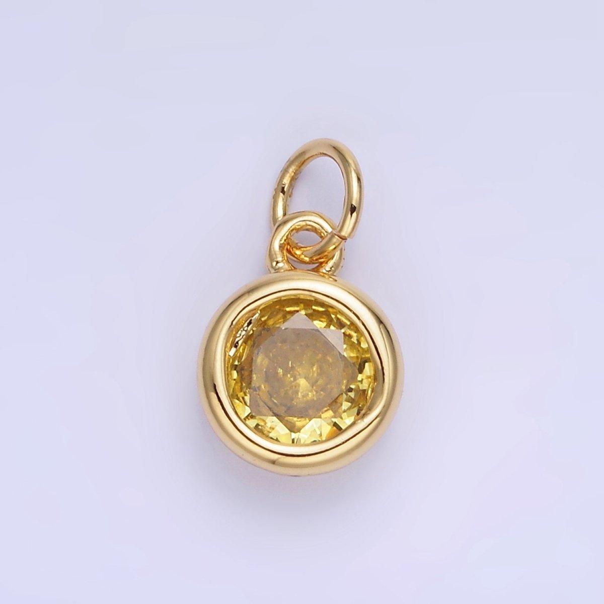 14K Gold Filled Birthstone Round CZ Bezel Charm in Gold & Silver | AG796 - AG811