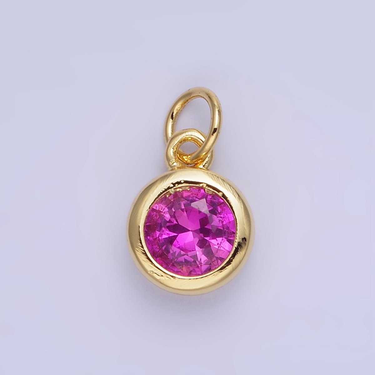 14K Gold Filled Birthstone Round CZ Bezel Charm in Gold & Silver | AG796 - AG811