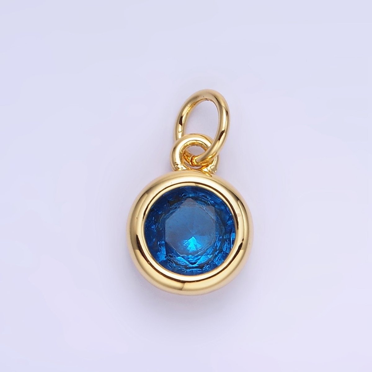 14K Gold Filled Birthstone Round CZ Bezel Charm in Gold & Silver | AG796 - AG811