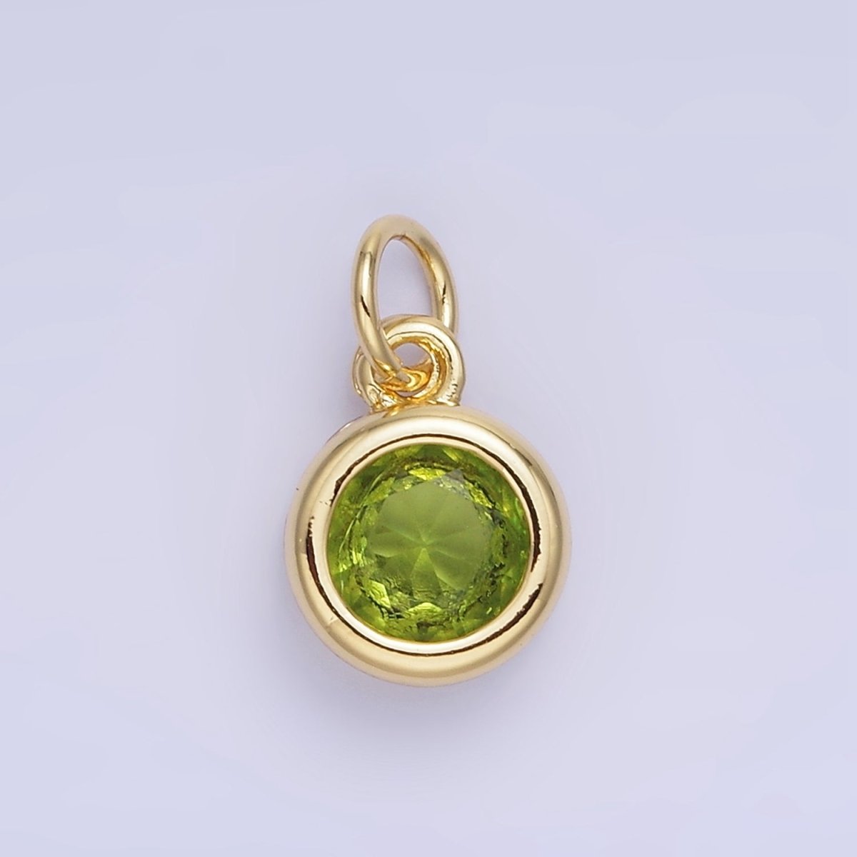 14K Gold Filled Birthstone Round CZ Bezel Charm in Gold & Silver | AG796 - AG811