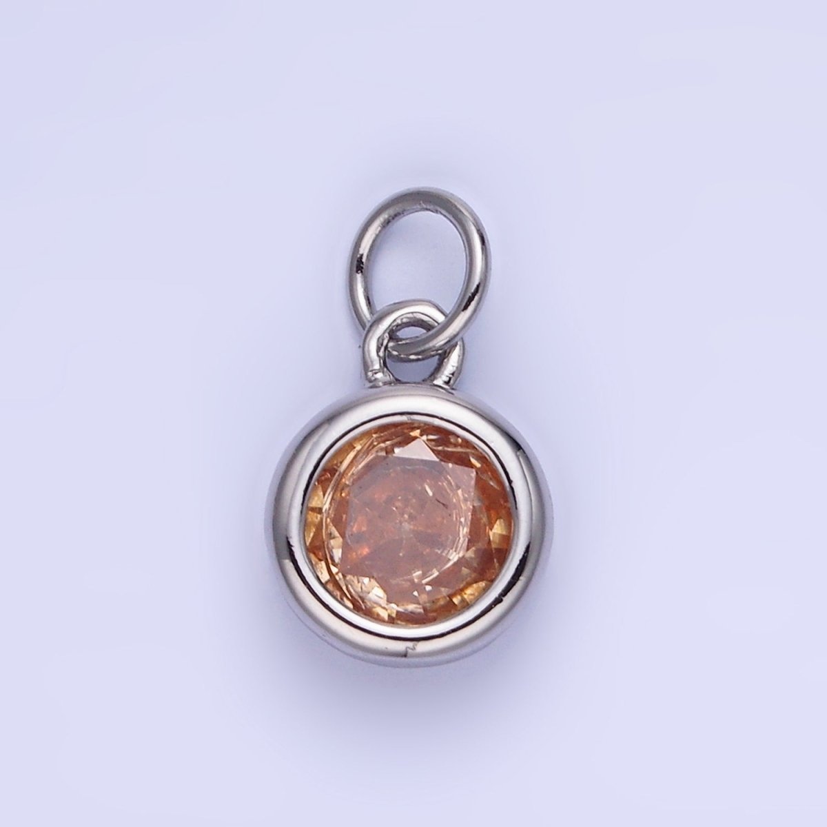 14K Gold Filled Birthstone Round CZ Bezel Charm in Gold & Silver | AG796 - AG811
