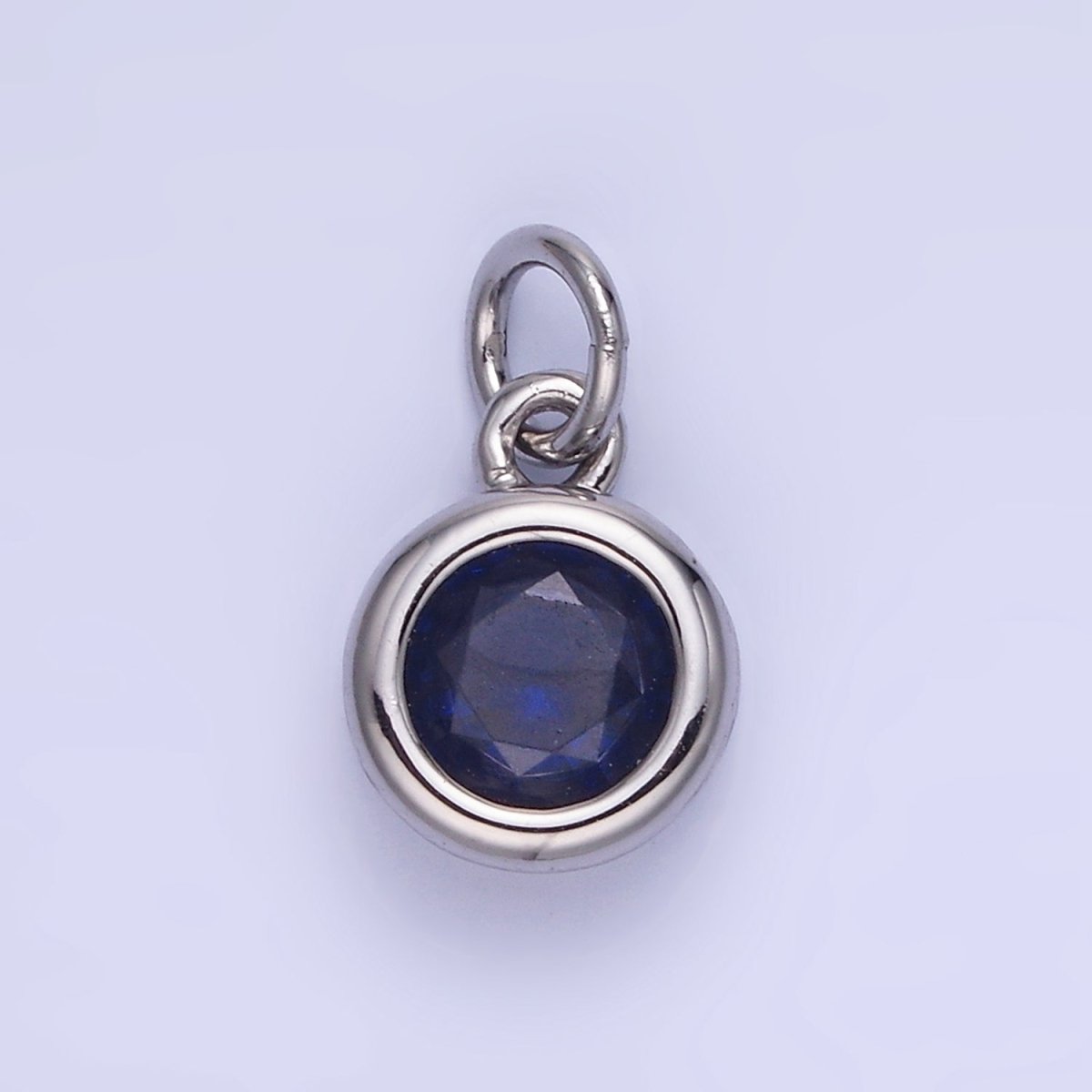 14K Gold Filled Birthstone Round CZ Bezel Charm in Gold & Silver | AG796 - AG811