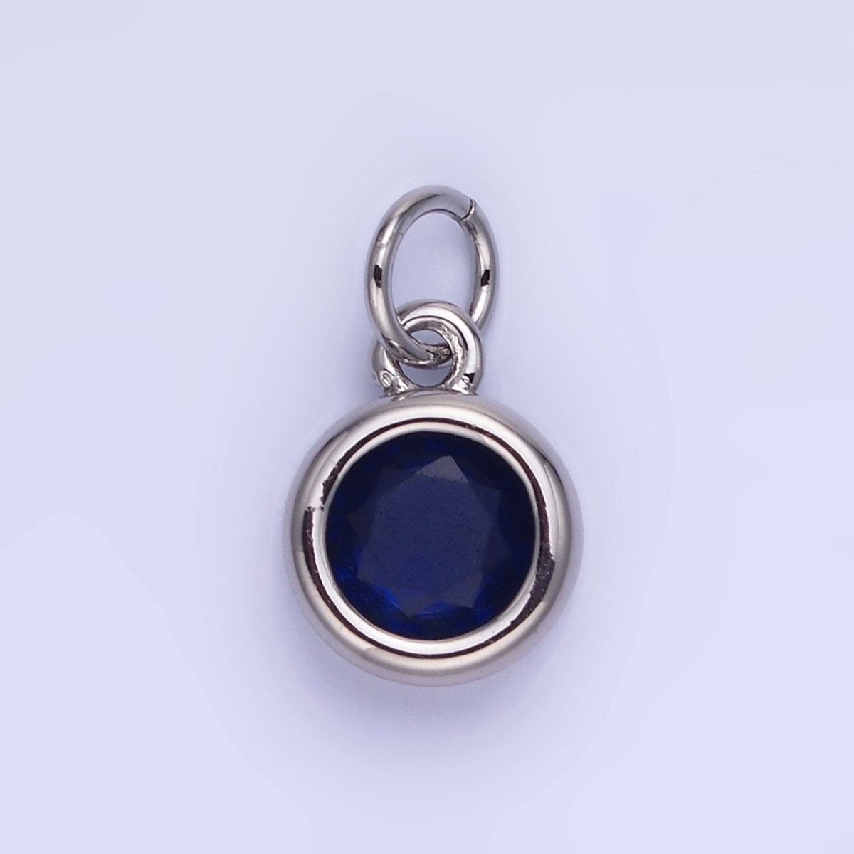 14K Gold Filled Birthstone Round CZ Bezel Charm in Gold & Silver | AG796 - AG811