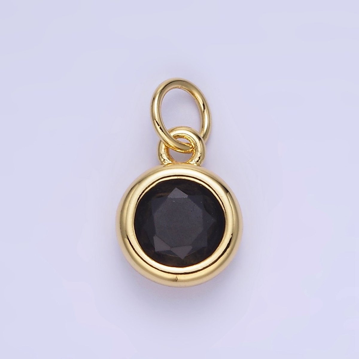 14K Gold Filled Birthstone Round CZ Bezel Charm in Gold & Silver | AG796 - AG811