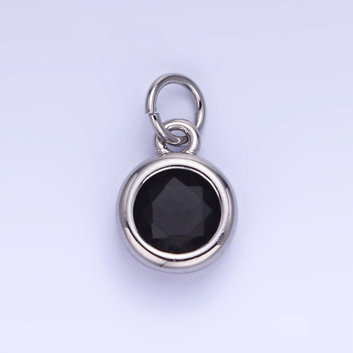 14K Gold Filled Birthstone Round CZ Bezel Charm in Gold & Silver | AG796 - AG811