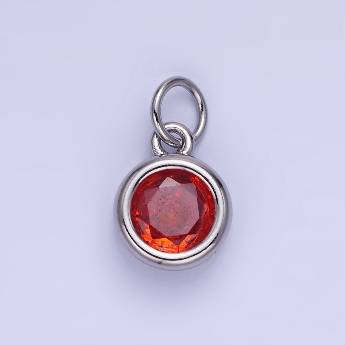 14K Gold Filled Birthstone Round CZ Bezel Charm in Gold & Silver | AG796 - AG811