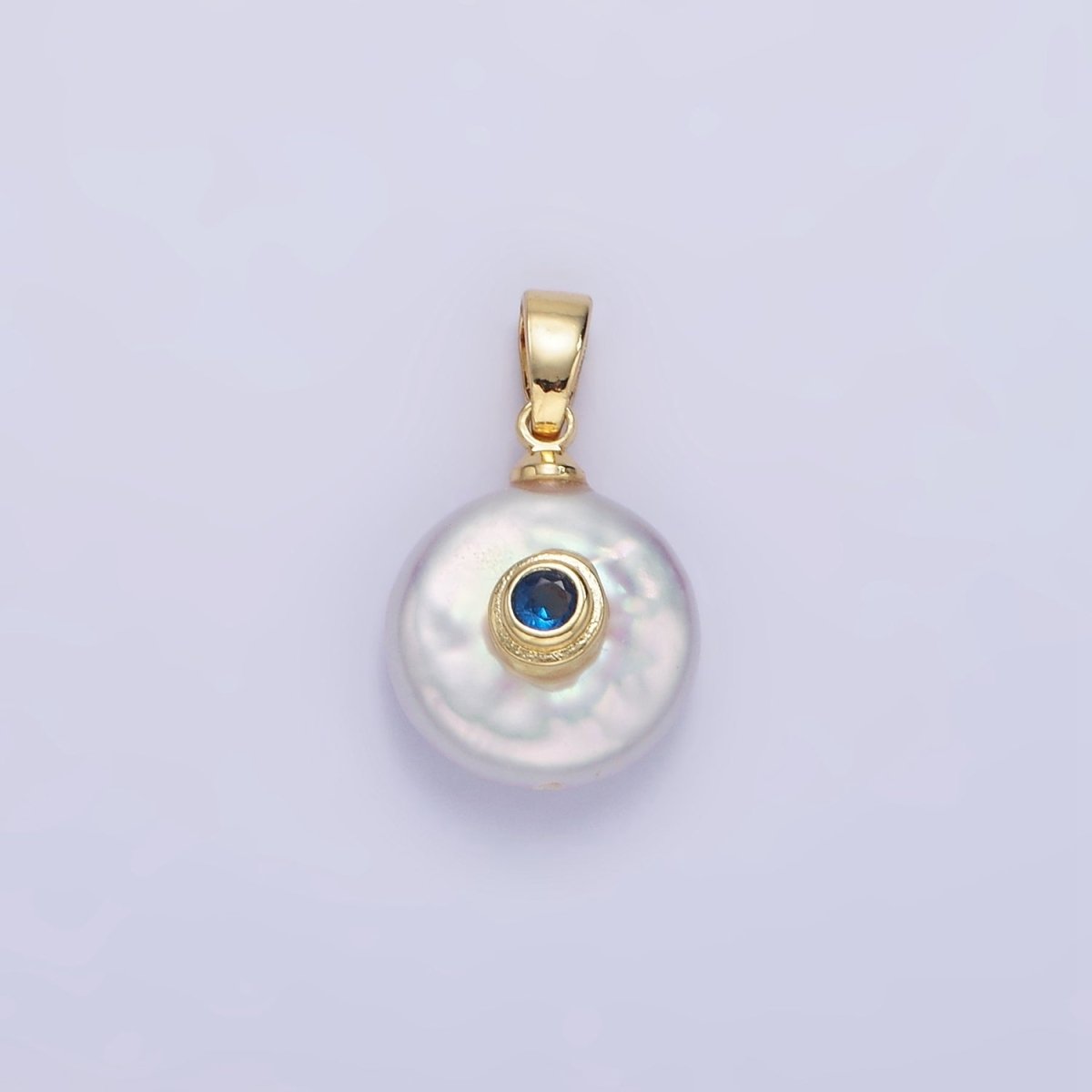 14K Gold Filled Birthstone Round CZ Freshwater Pearl Pendant | P1671 - P1674