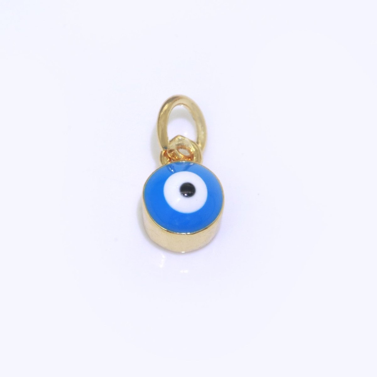 14K Gold Filled Black, Blue, Dark Blue, Green, Pink, Purple, Red, Teal, White, Yellow 5mm Evil Eye Mini Round Add-On Charm | M-565 - M-574