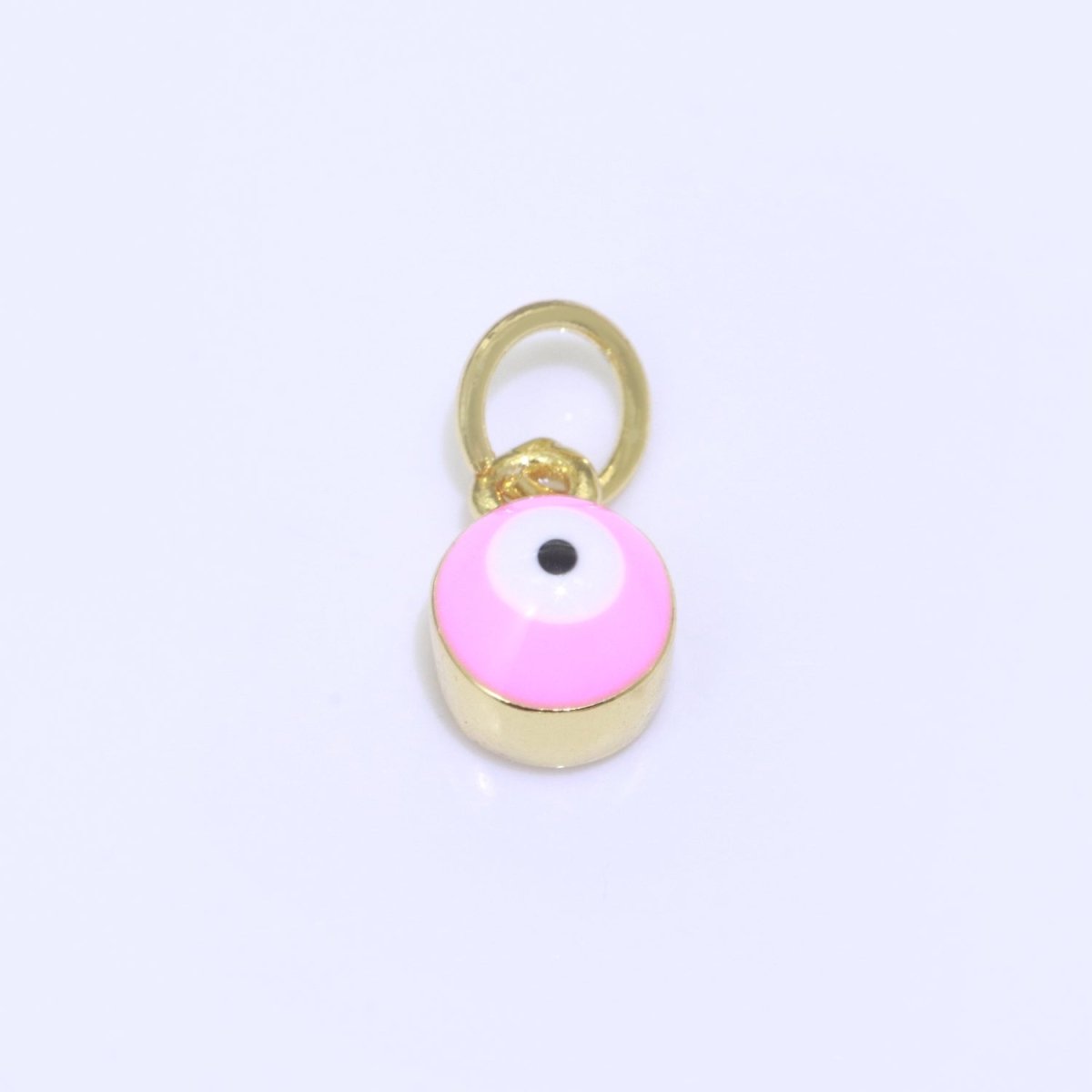 14K Gold Filled Black, Blue, Dark Blue, Green, Pink, Purple, Red, Teal, White, Yellow 5mm Evil Eye Mini Round Add-On Charm | M-565 - M-574