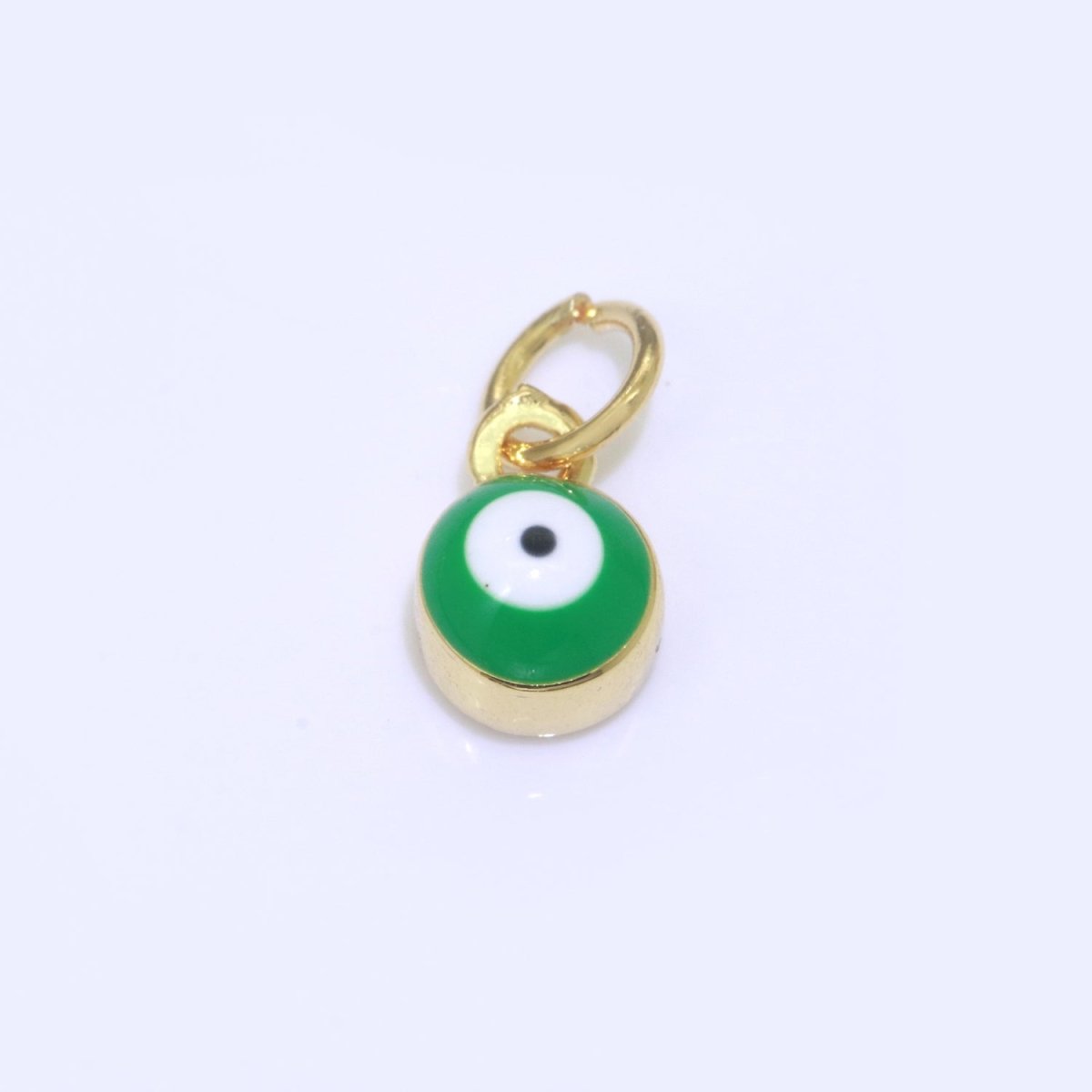 14K Gold Filled Black, Blue, Dark Blue, Green, Pink, Purple, Red, Teal, White, Yellow 5mm Evil Eye Mini Round Add-On Charm | M-565 - M-574