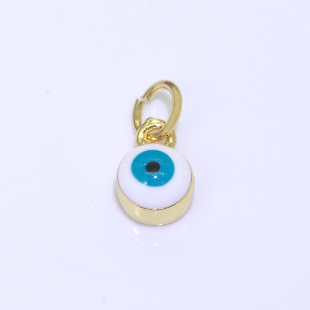 14K Gold Filled Black, Blue, Dark Blue, Green, Pink, Purple, Red, Teal, White, Yellow 5mm Evil Eye Mini Round Add-On Charm | M-565 - M-574