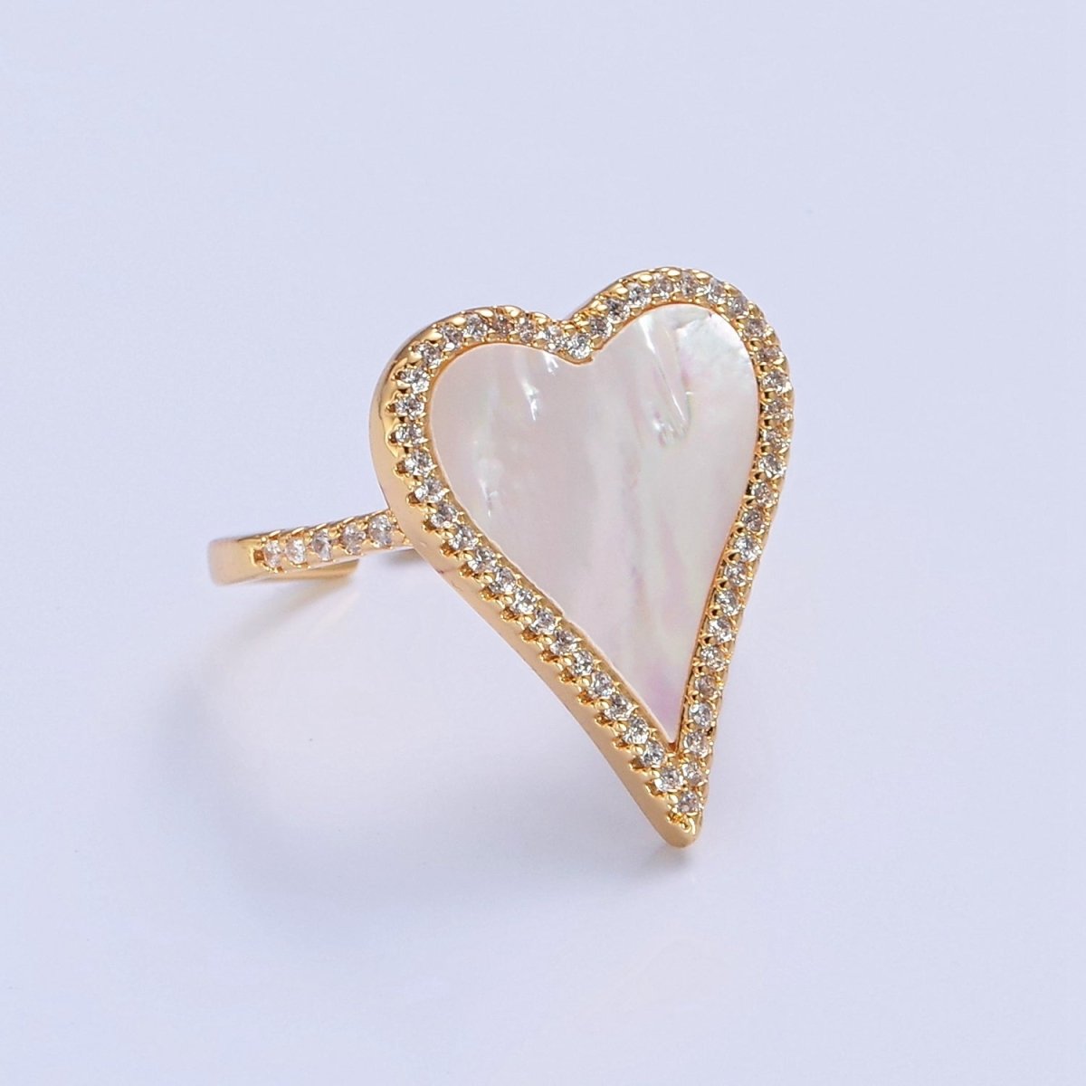 14K Gold Filled Black White Heart Ring, Dainty Gold Love Ring, Waterproof Friendship Ring, Pearl Heart Ring O-2198 O-2199 O-2200