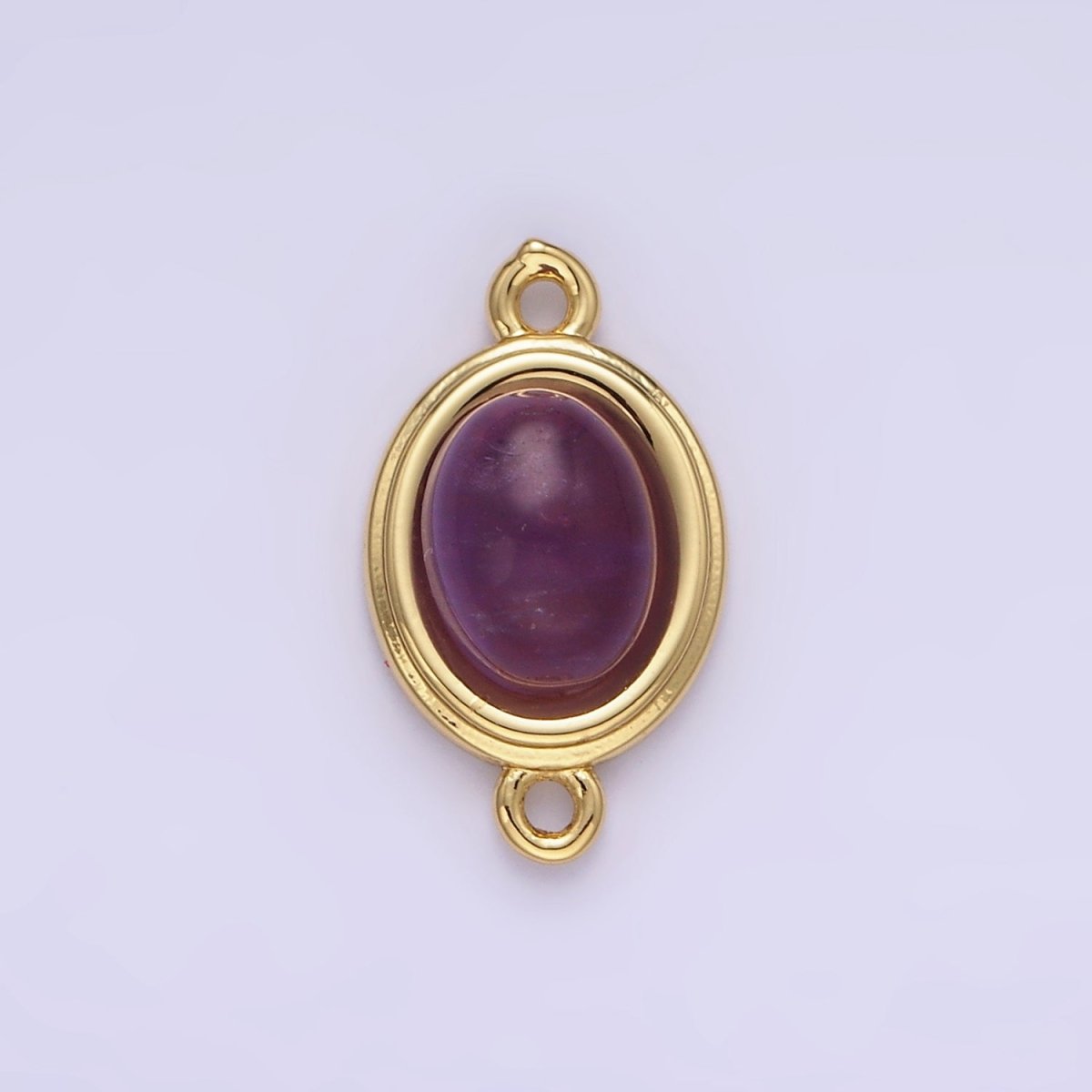 14K Gold Filled Blue Agate, Peridot, Blue Kyanite, Lapis Lazuli, Sunstone, Pink Opal Bezel Oval Connector | G100 - G105