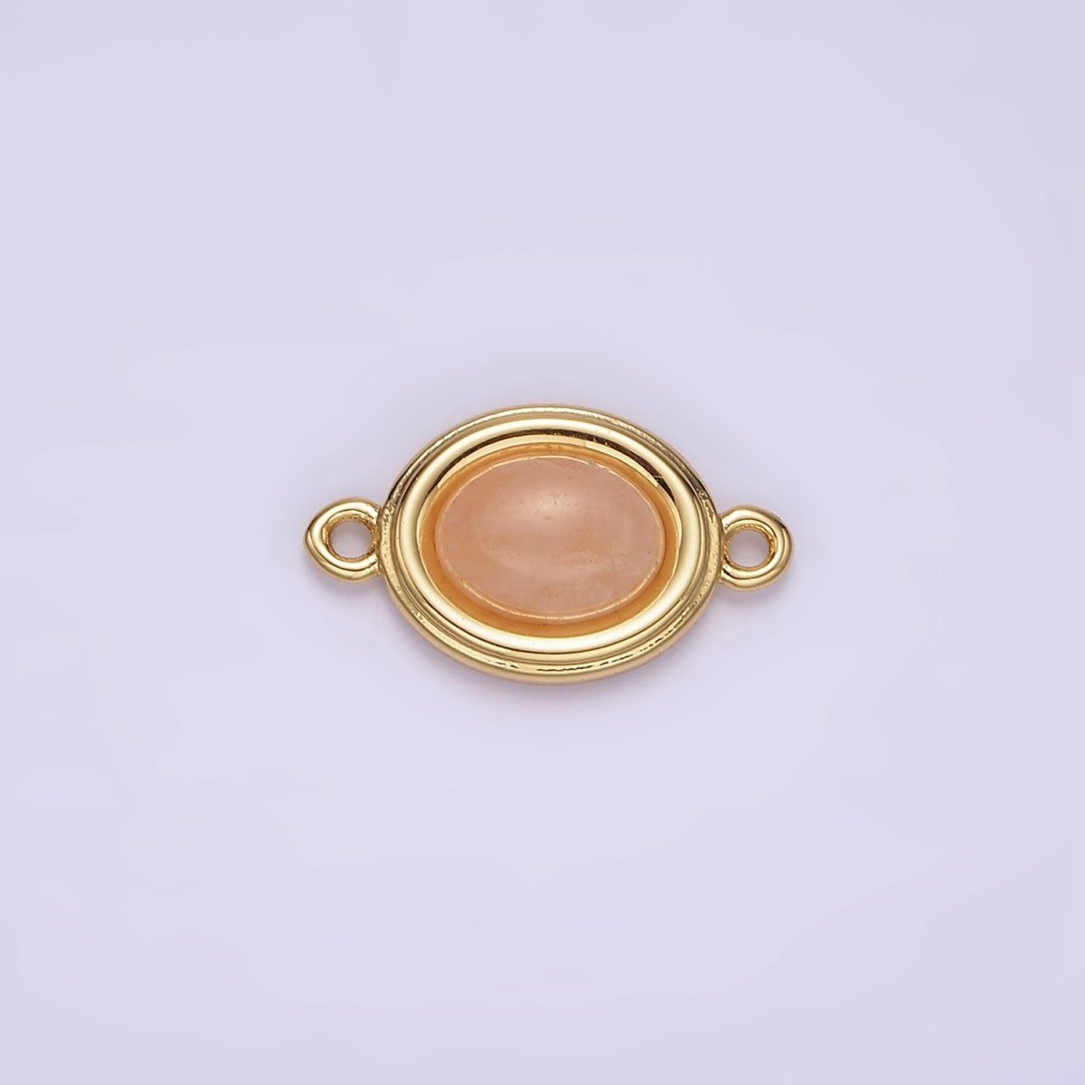 14K Gold Filled Blue Agate, Peridot, Blue Kyanite, Lapis Lazuli, Sunstone, Pink Opal Bezel Oval Connector | G100 - G105