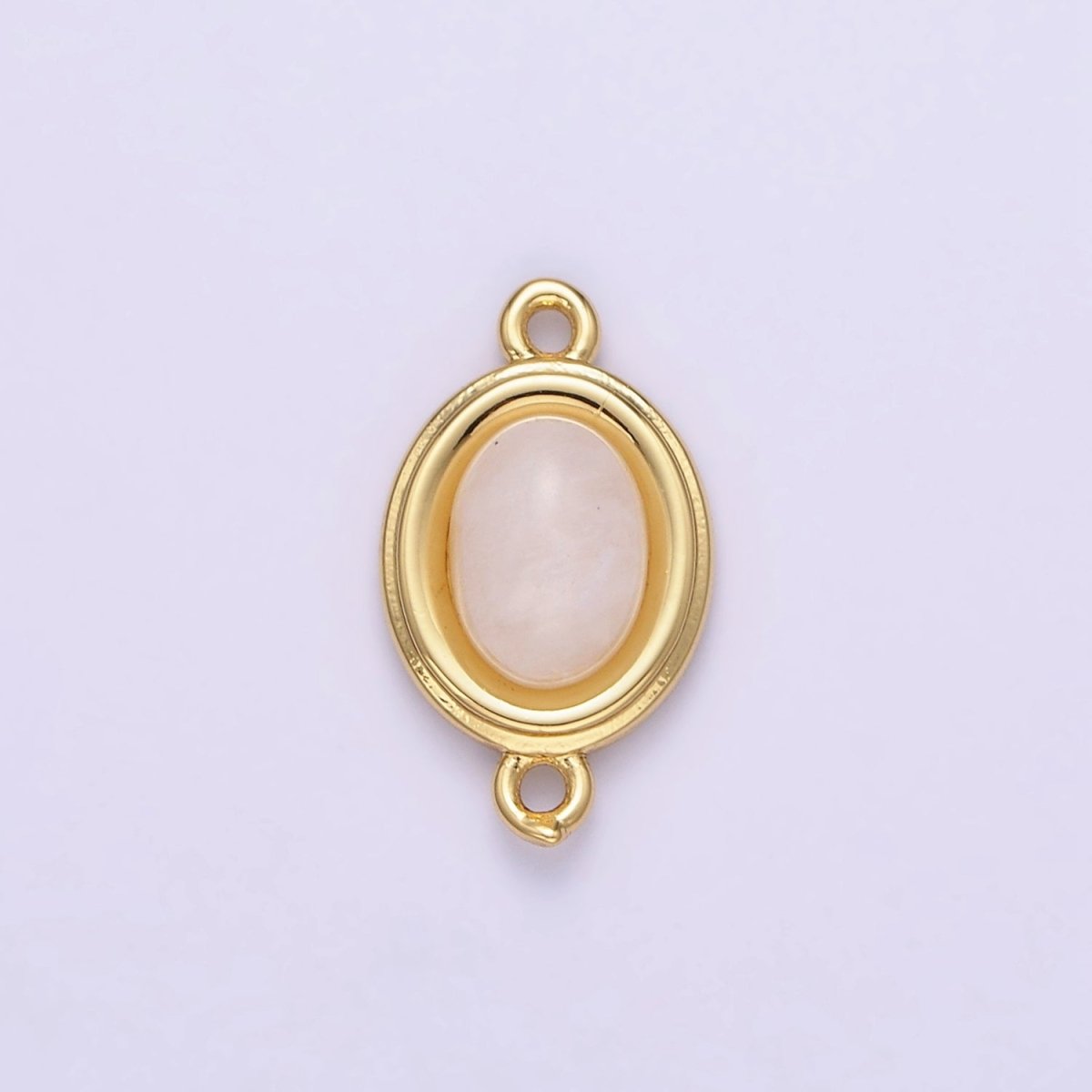 14K Gold Filled Blue Agate, Peridot, Blue Kyanite, Lapis Lazuli, Sunstone, Pink Opal Bezel Oval Connector | G100 - G105