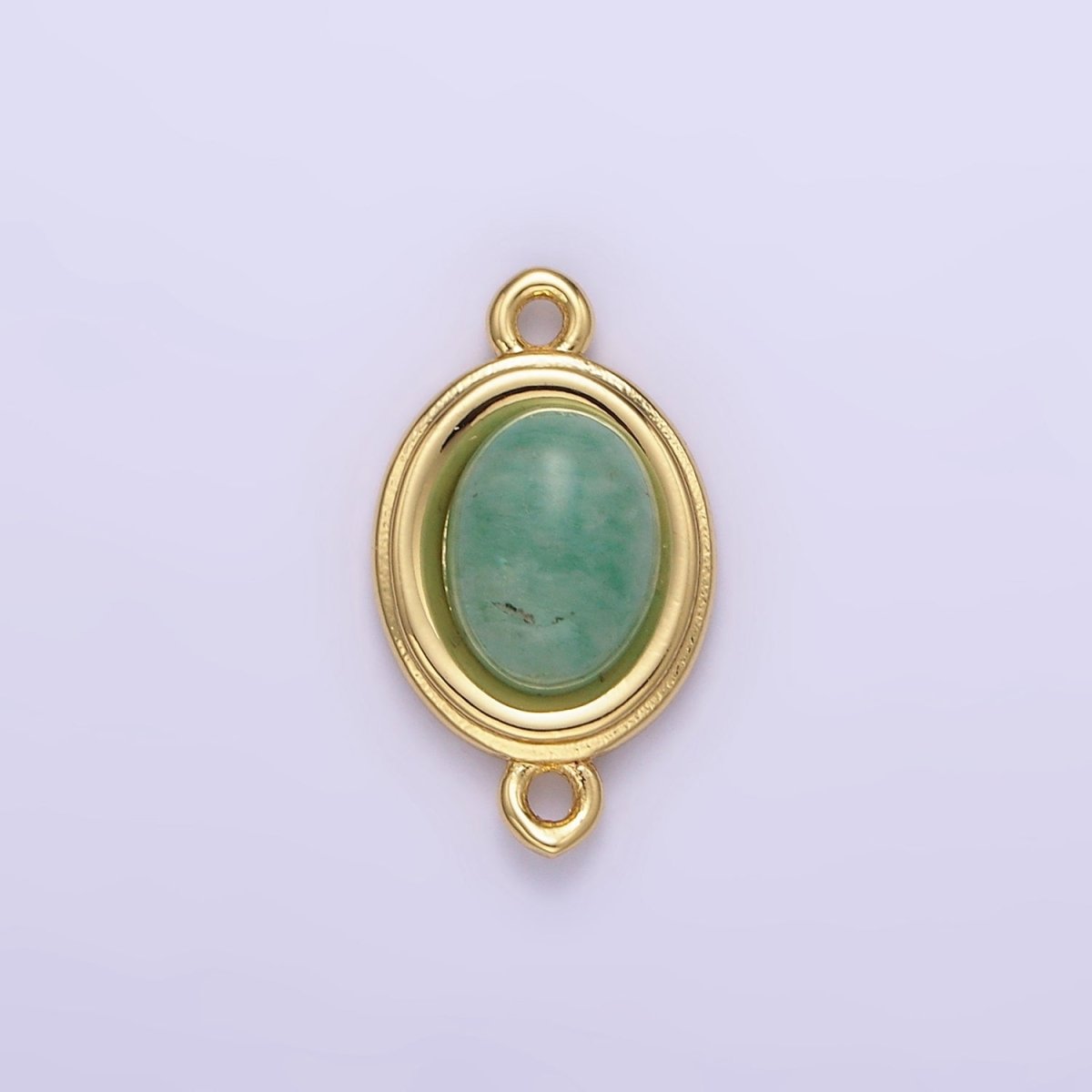 14K Gold Filled Blue Agate, Peridot, Blue Kyanite, Lapis Lazuli, Sunstone, Pink Opal Bezel Oval Connector | G100 - G105