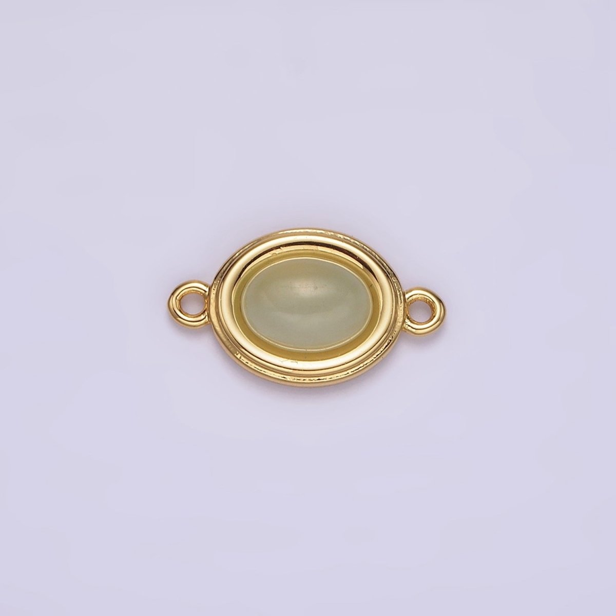 14K Gold Filled Blue Agate, Peridot, Blue Kyanite, Lapis Lazuli, Sunstone, Pink Opal Bezel Oval Connector | G100 - G105