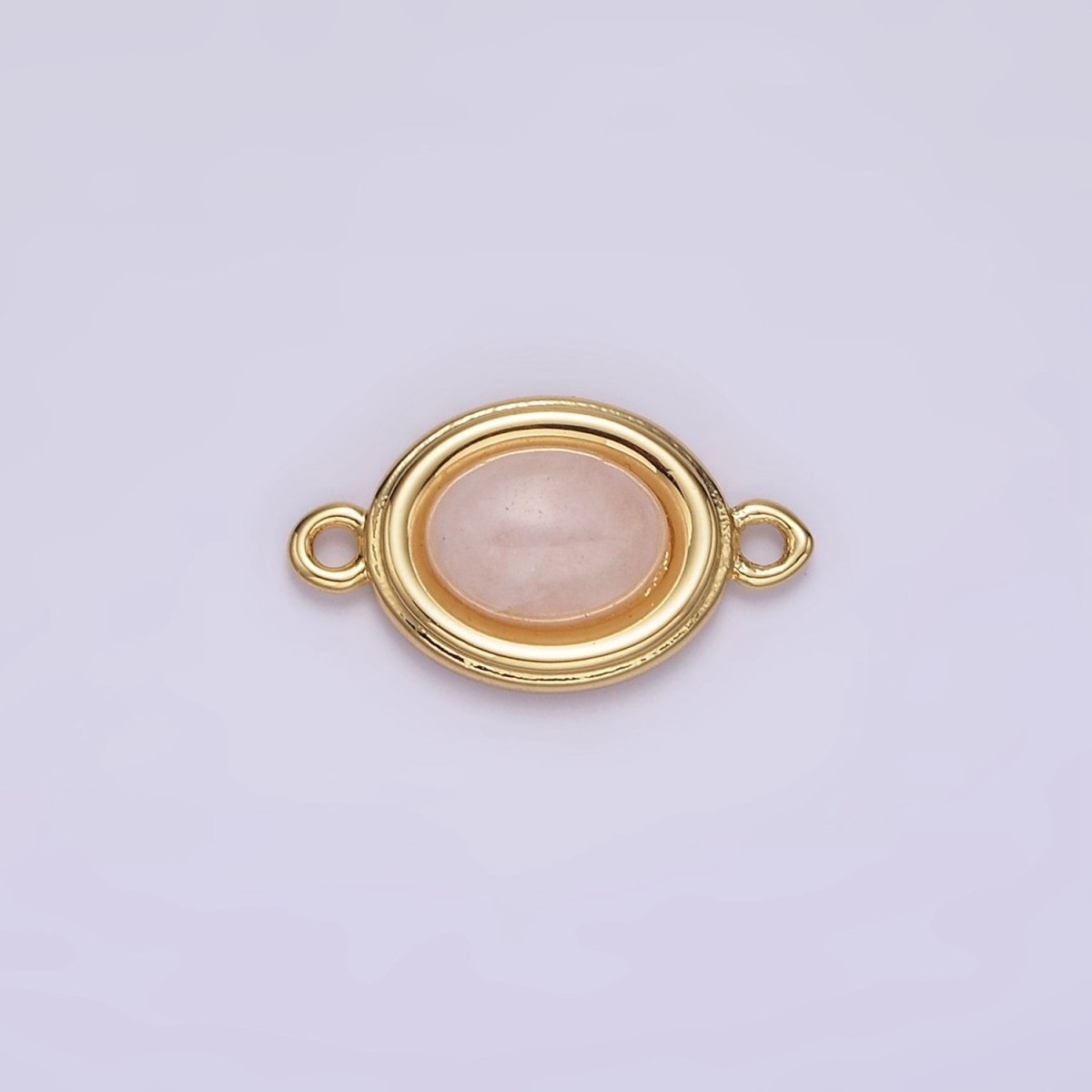 14K Gold Filled Blue Agate, Peridot, Blue Kyanite, Lapis Lazuli, Sunstone, Pink Opal Bezel Oval Connector | G100 - G105
