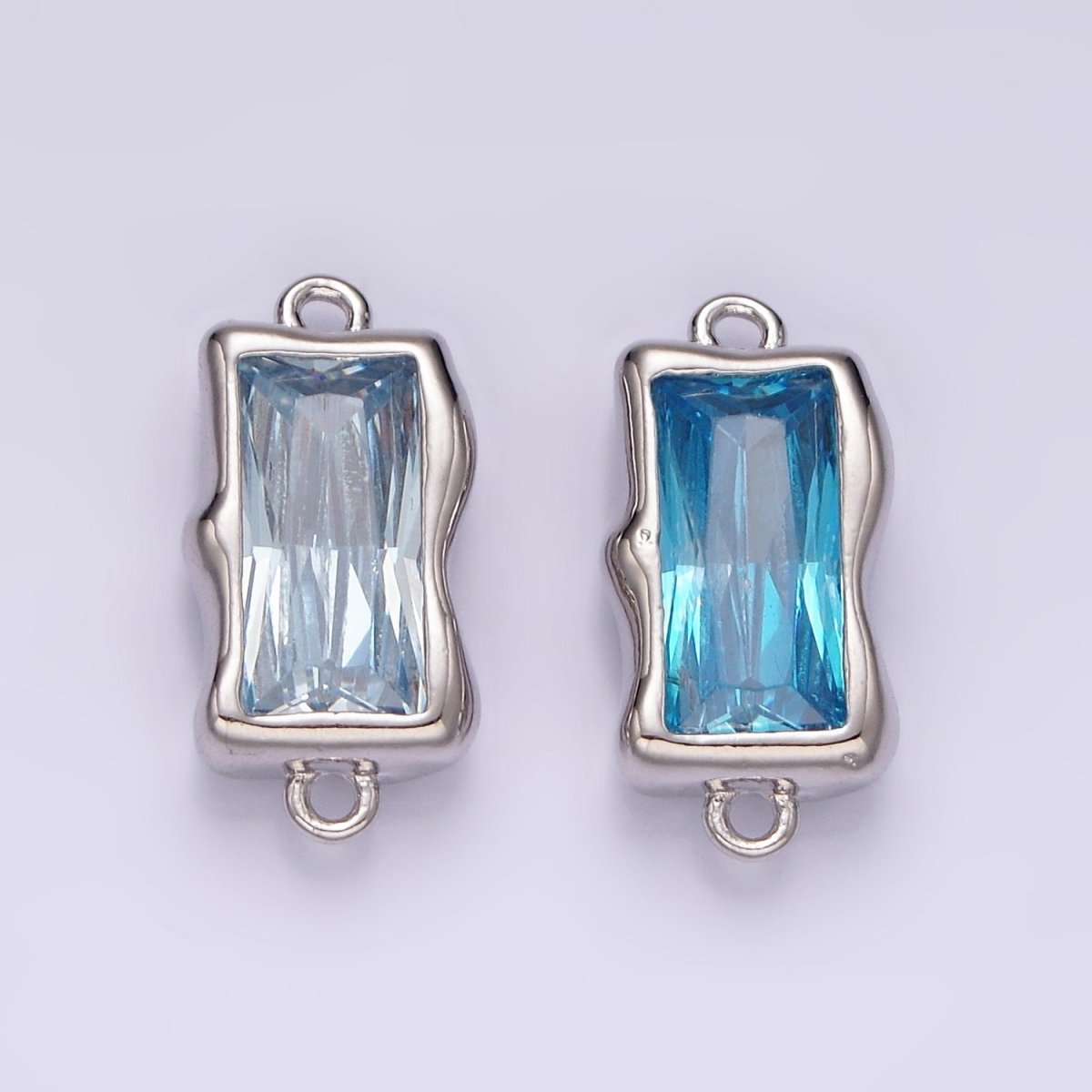 14K Gold Filled Blue, Baby Blue Baguette Molten Connector | G256