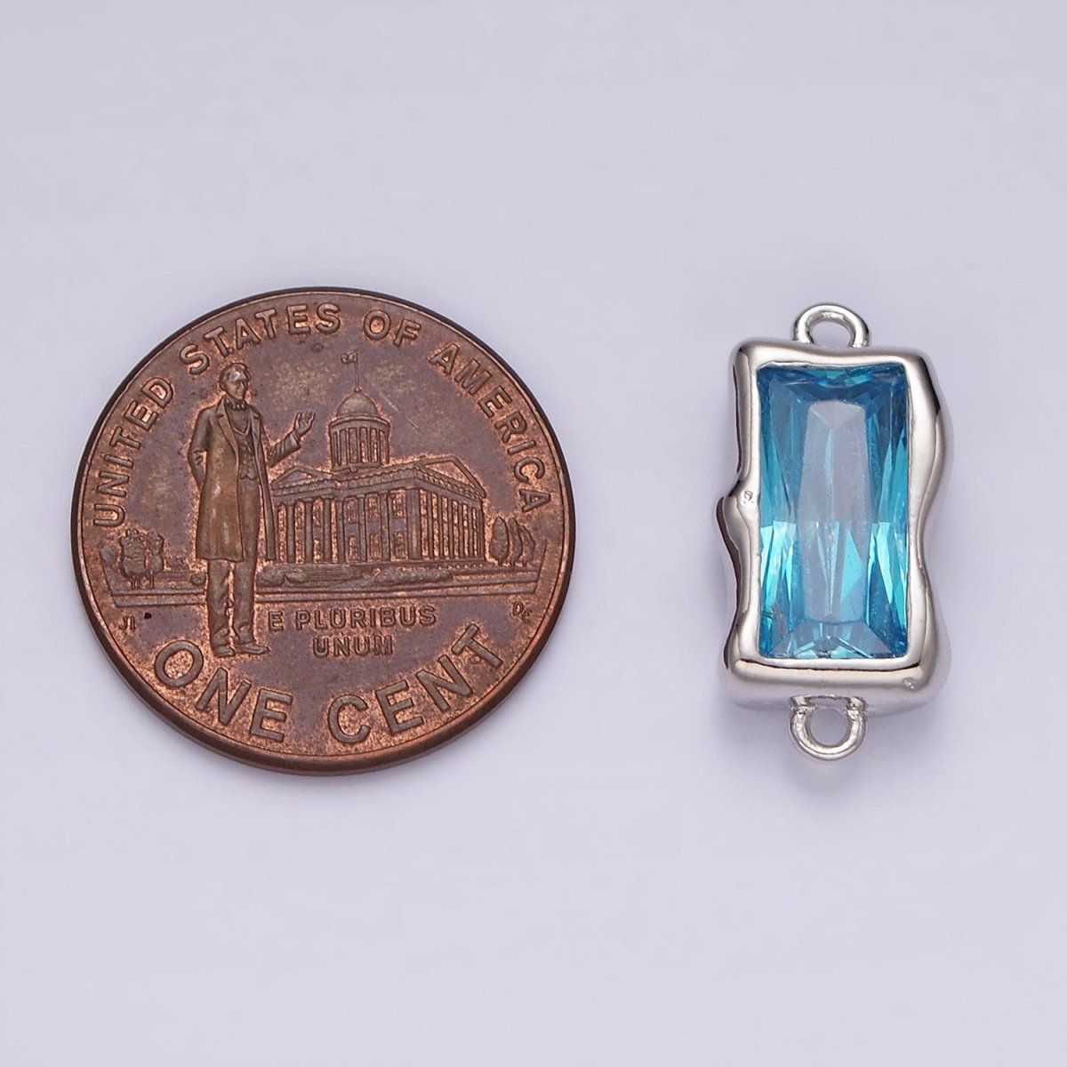 14K Gold Filled Blue, Baby Blue Baguette Molten Connector | G256