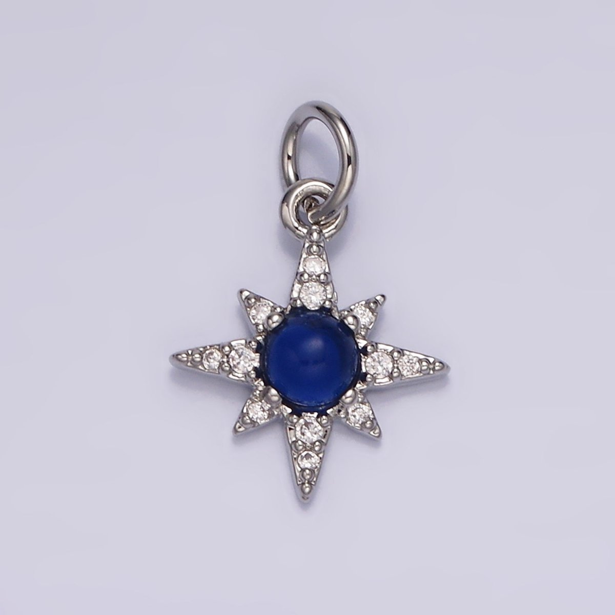 14K Gold Filled Blue Lapis Micro Paved CZ Celestial North Star in Silver & Gold | AG150 AG151