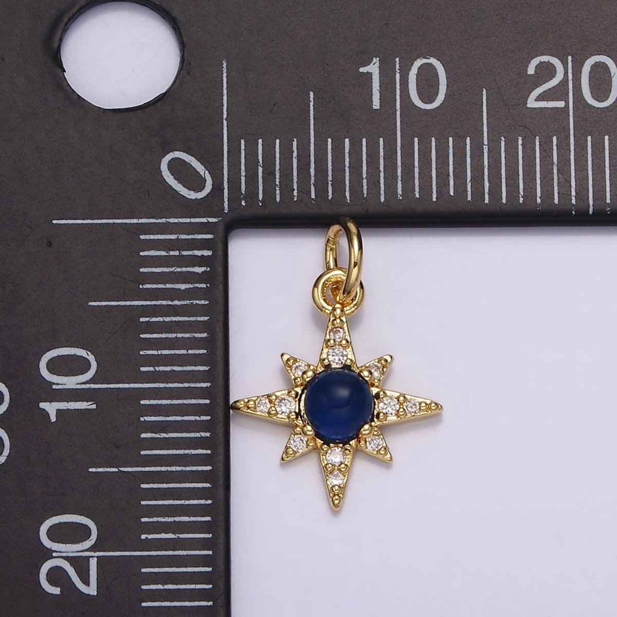 14K Gold Filled Blue Lapis Micro Paved CZ Celestial North Star in Silver & Gold | AG150 AG151