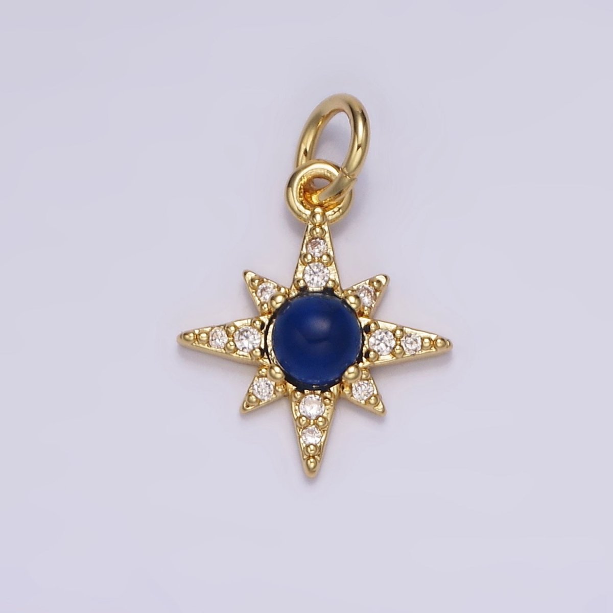 14K Gold Filled Blue Lapis Micro Paved CZ Celestial North Star in Silver & Gold | AG150 AG151