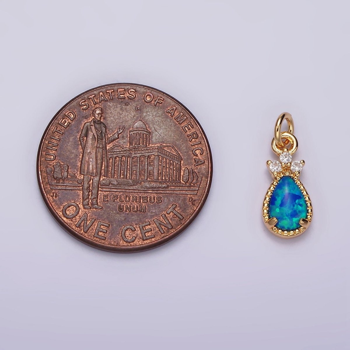 14K Gold Filled Blue Opal; Teardrop Mini Add-On Charm in Gold & Silver | AG424 AG425