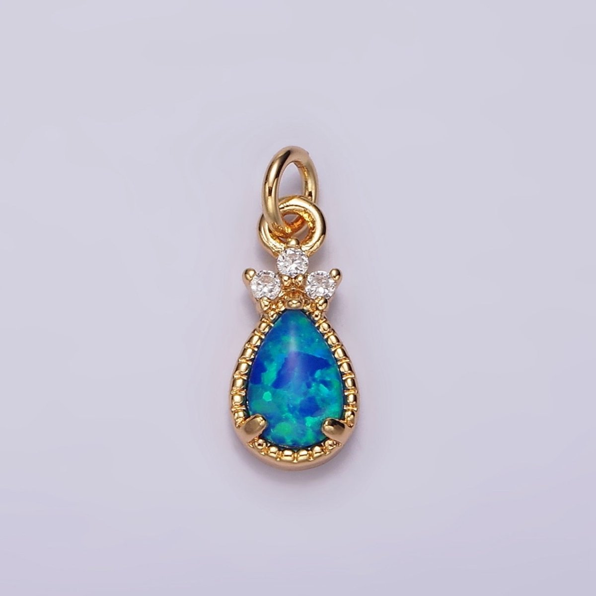 14K Gold Filled Blue Opal; Teardrop Mini Add-On Charm in Gold & Silver | AG424 AG425