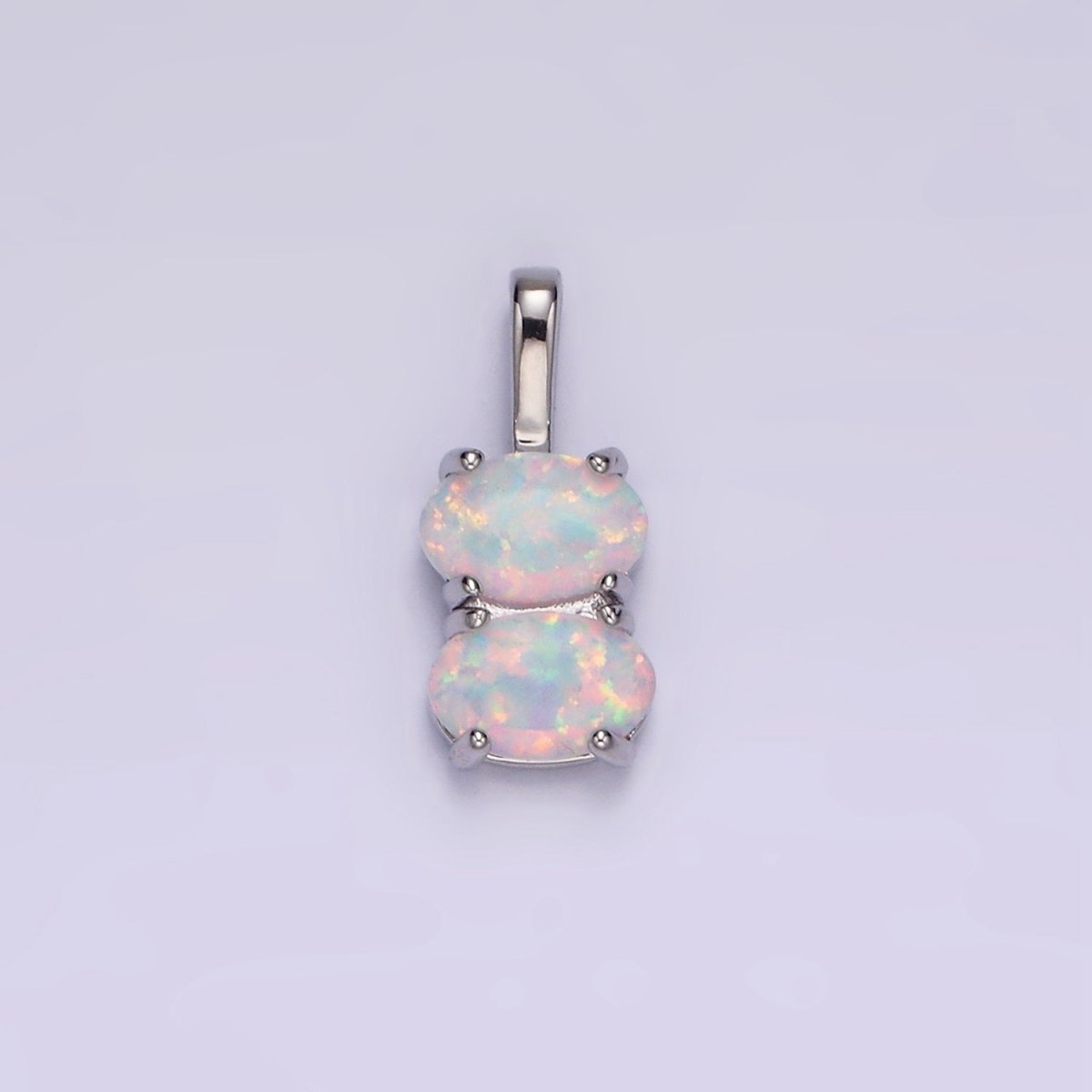 14K Gold Filled Blue Opal, White Opal Double Oval Pendant in Gold & Silver | N1899 - N1902