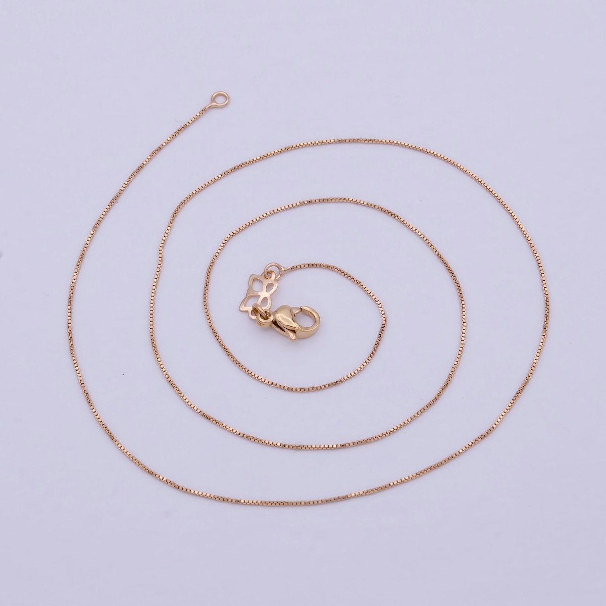 14K Gold Filled Box Chain Necklace, 16 Inch Box Chain Necklace, Dainty 0.6mm Box Necklace w/ Lobster Clasp | WA-810 WA-822