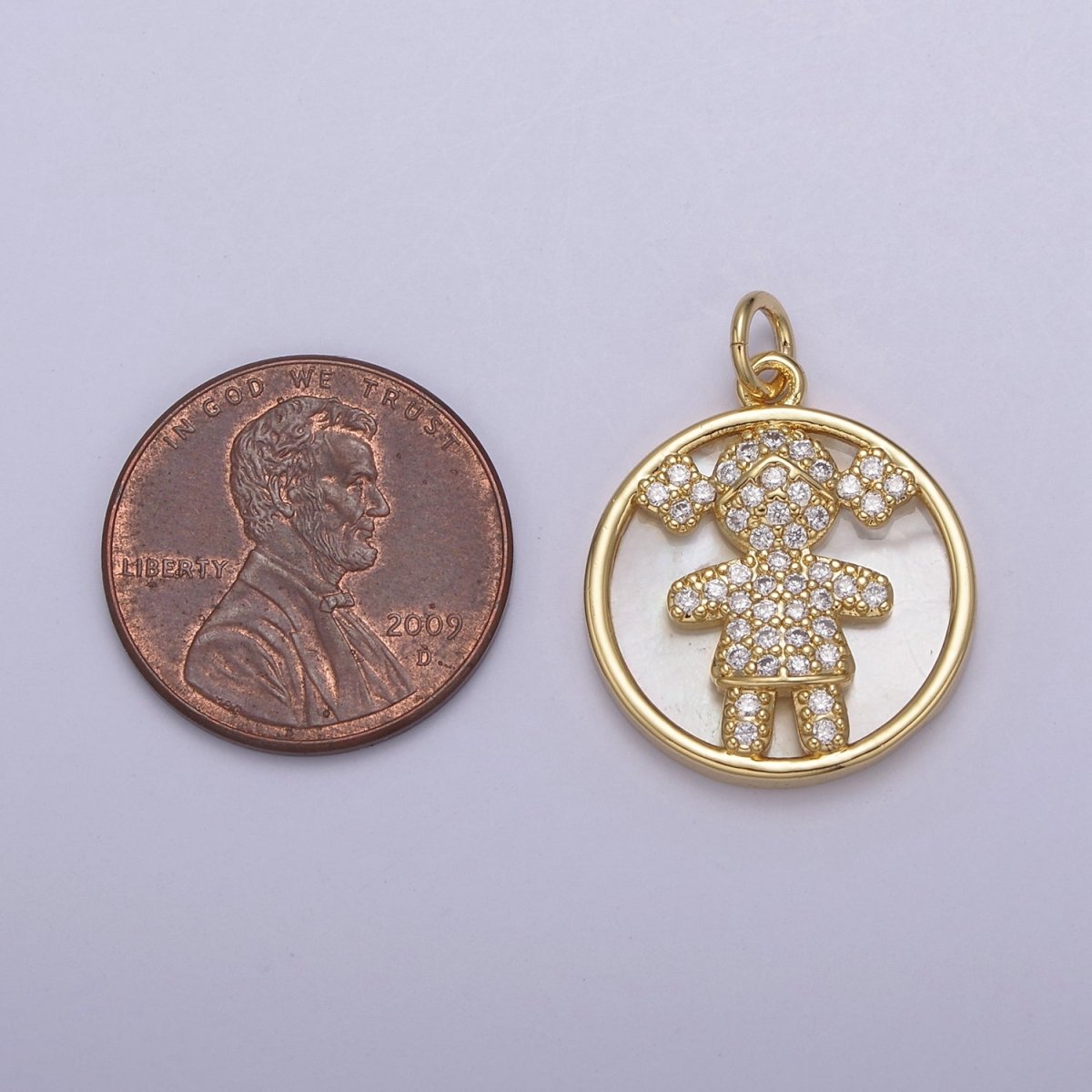14K Gold Filled Boy / Girl Charm Pendant, CZ Micro Pave Pearl Boy and Girl Pendant, Kids Charm, Cubic Zirconia, Charm Necklace N-798 N-799