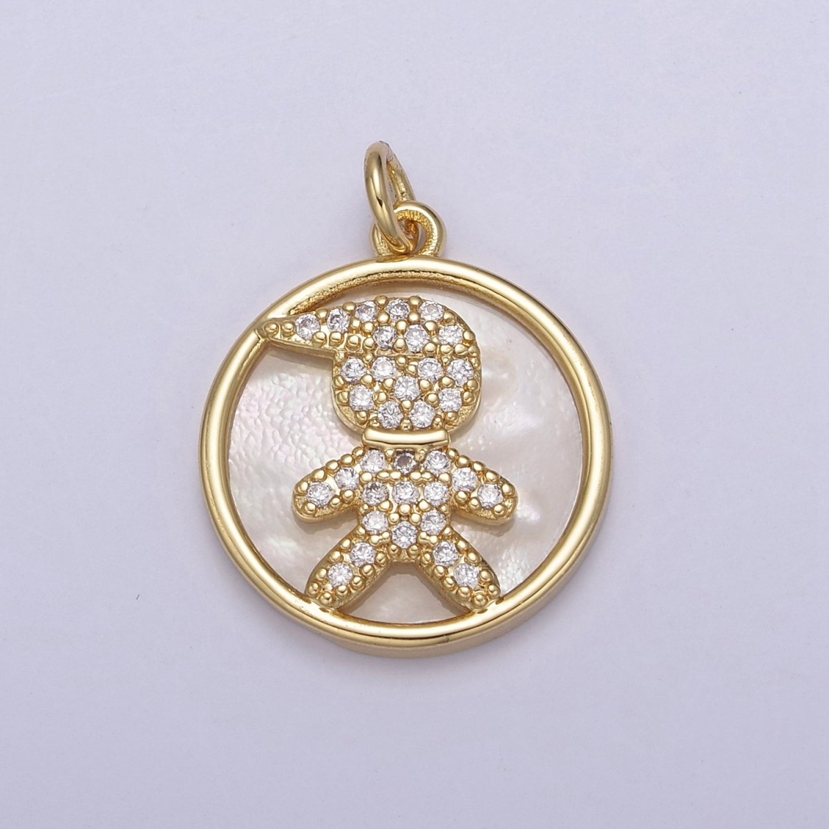 14K Gold Filled Boy / Girl Charm Pendant, CZ Micro Pave Pearl Boy and Girl Pendant, Kids Charm, Cubic Zirconia, Charm Necklace N-798 N-799